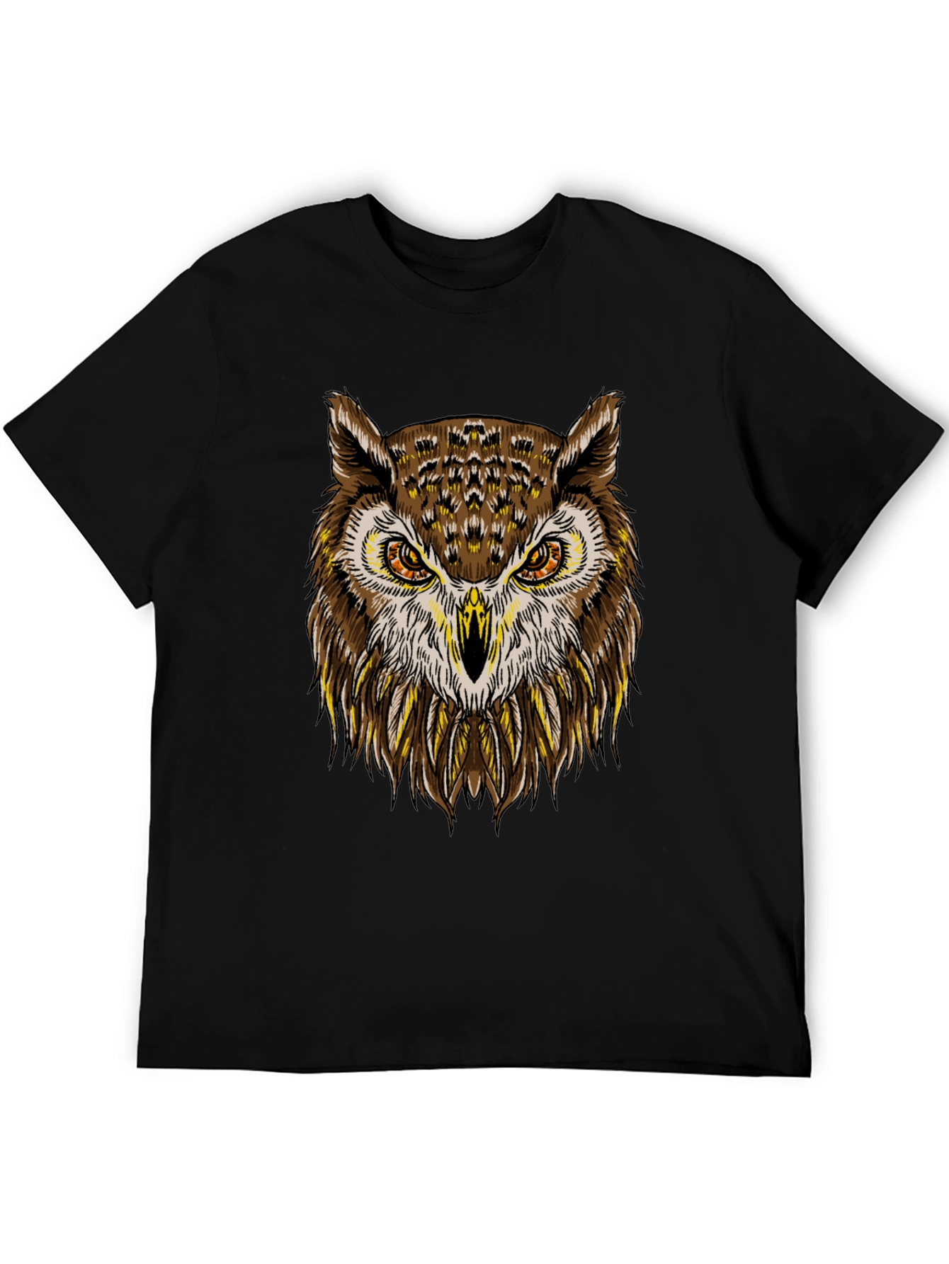 Cool Owl Graphic Print Crew Neck T-Shirt
