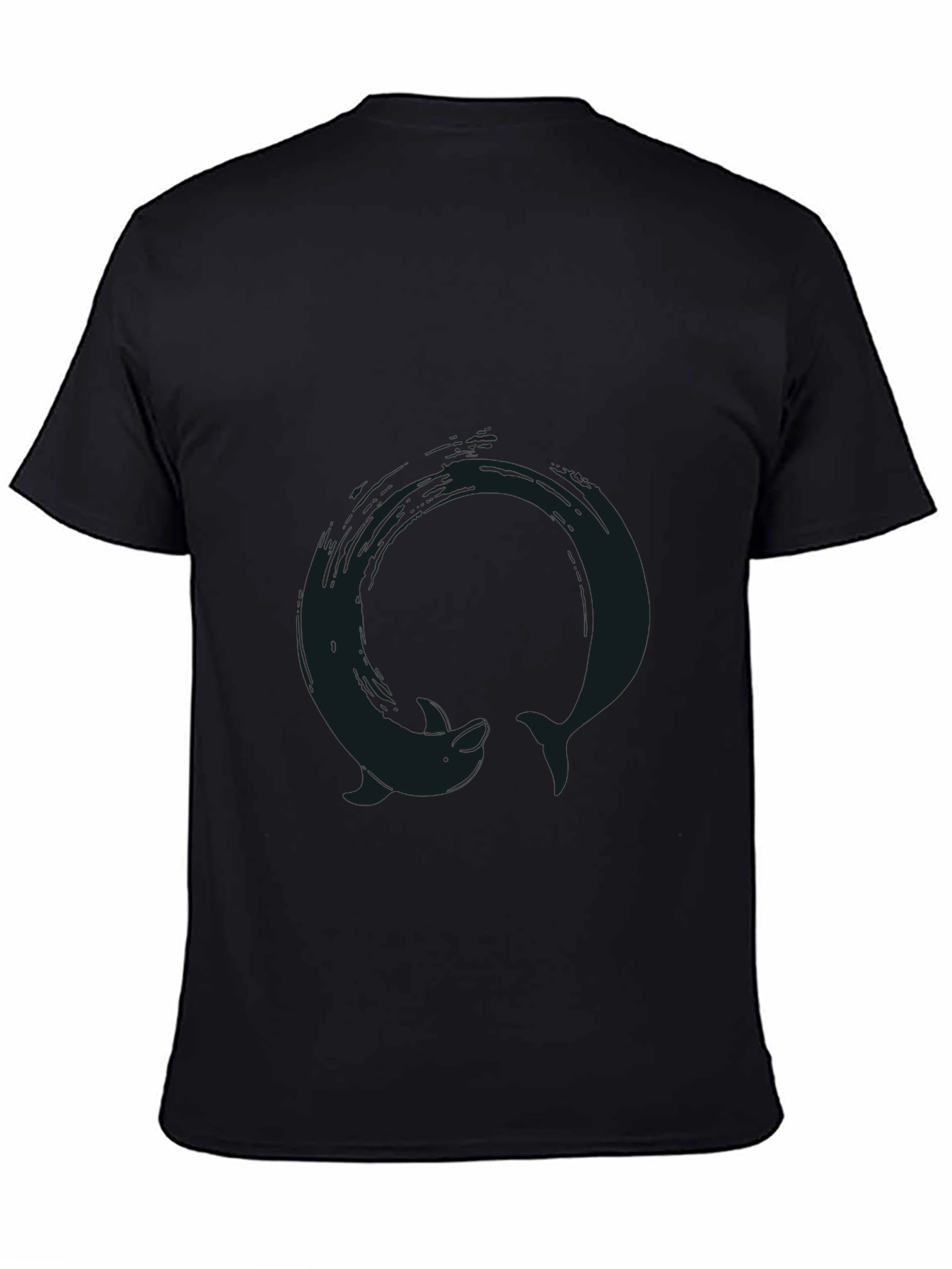 Black T-Shirt with Dolphin Circle Graphic