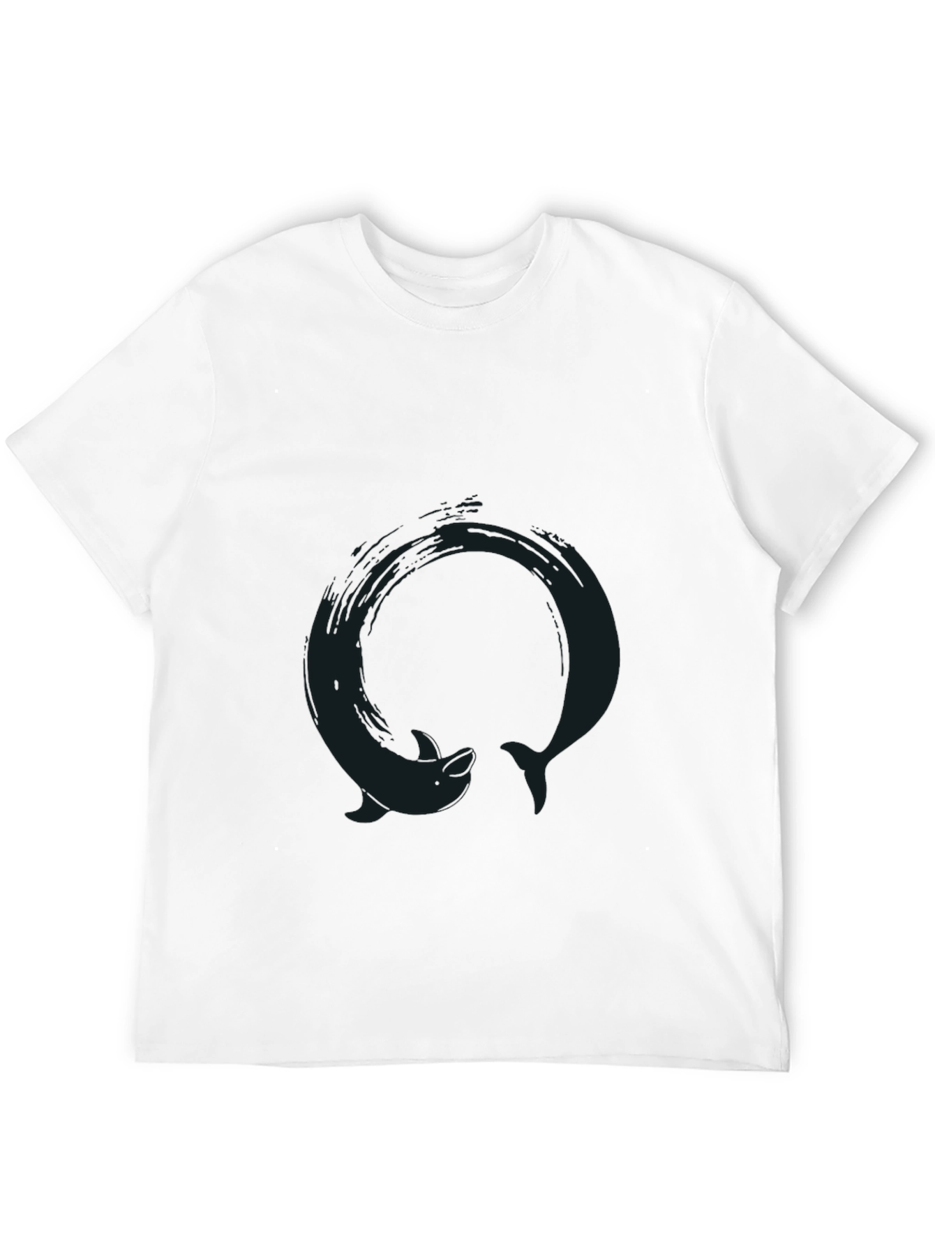 Black T-Shirt with Dolphin Circle Graphic