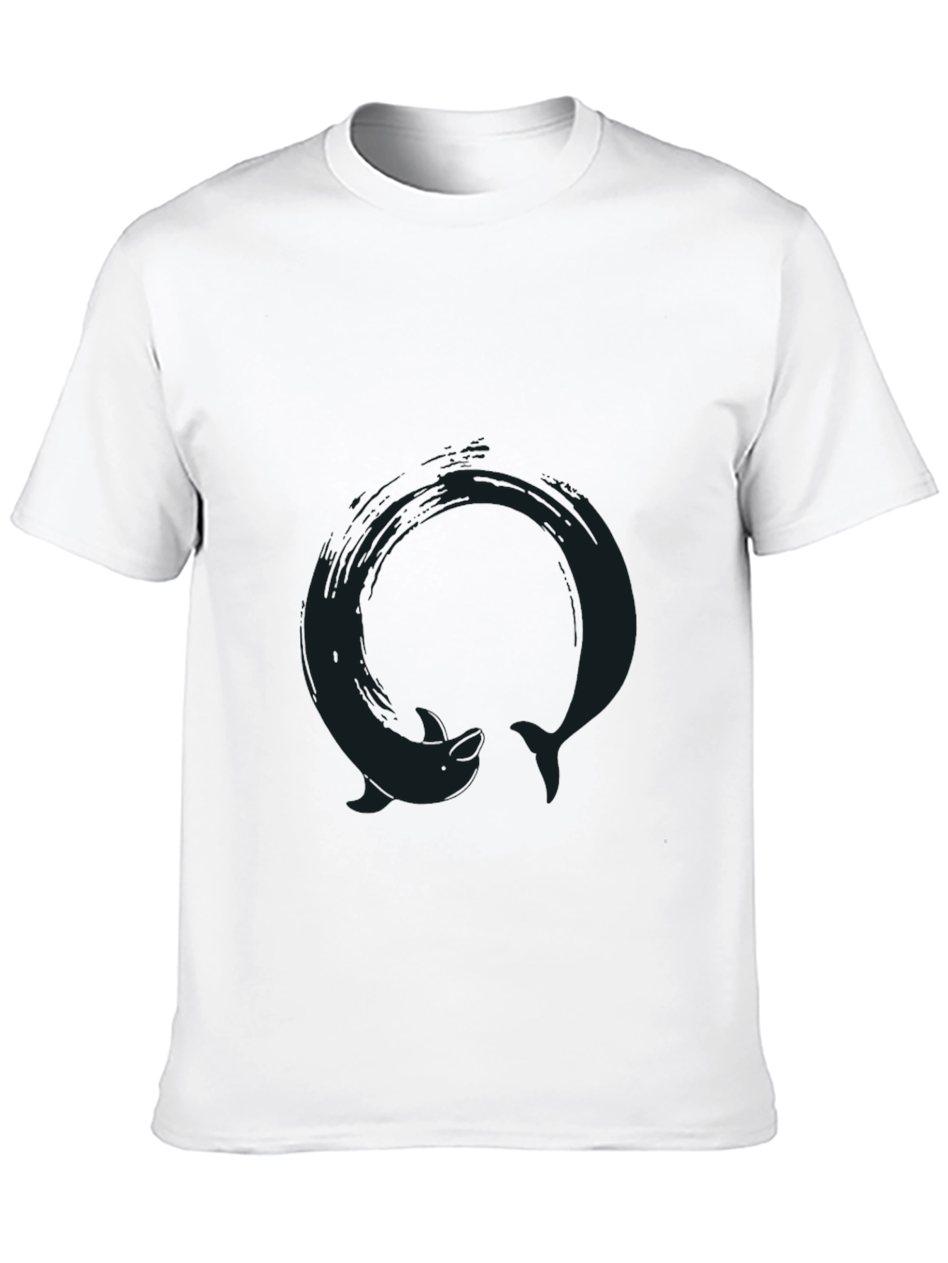 Black T-Shirt with Dolphin Circle Graphic