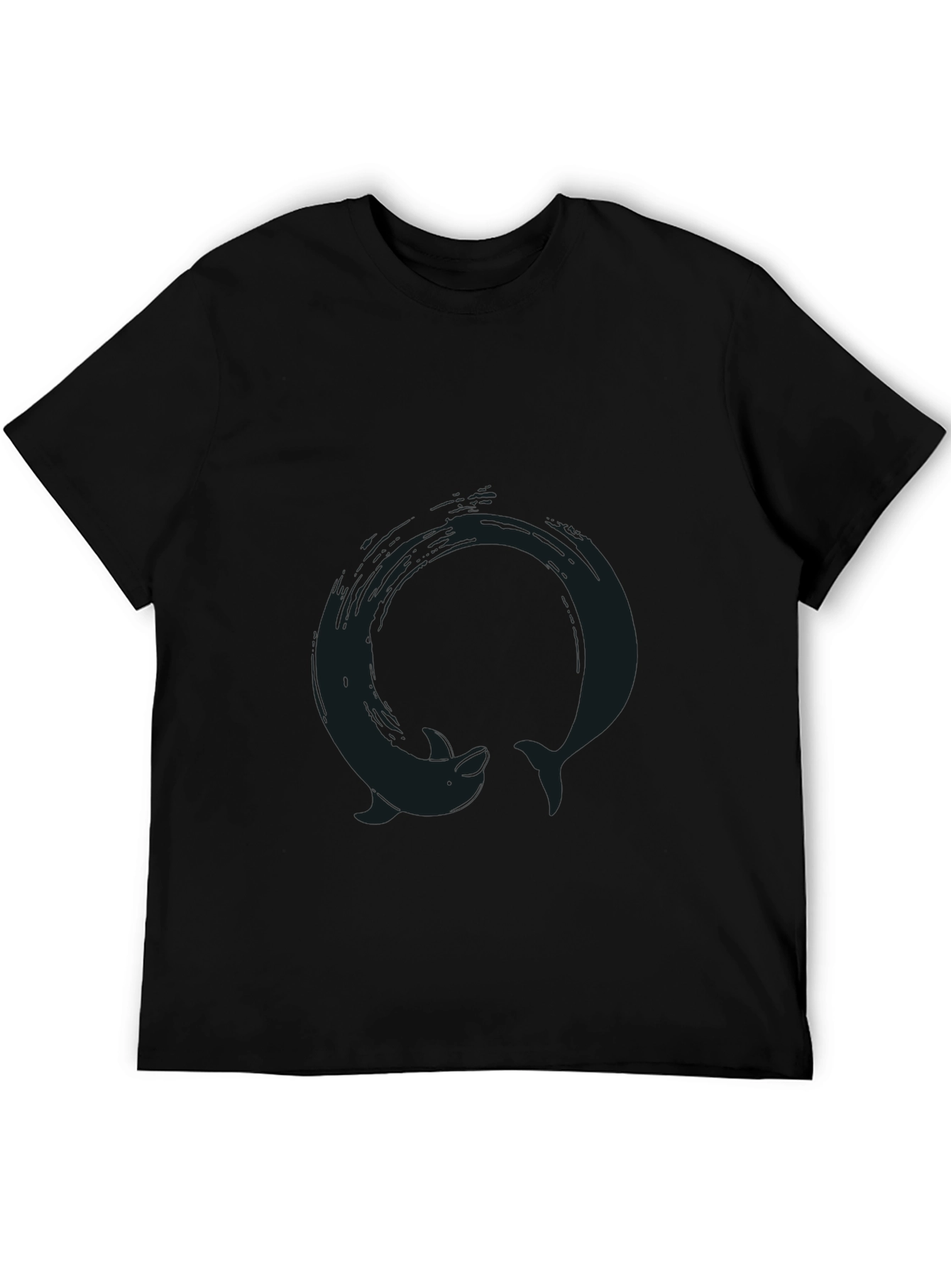Black T-Shirt with Dolphin Circle Graphic