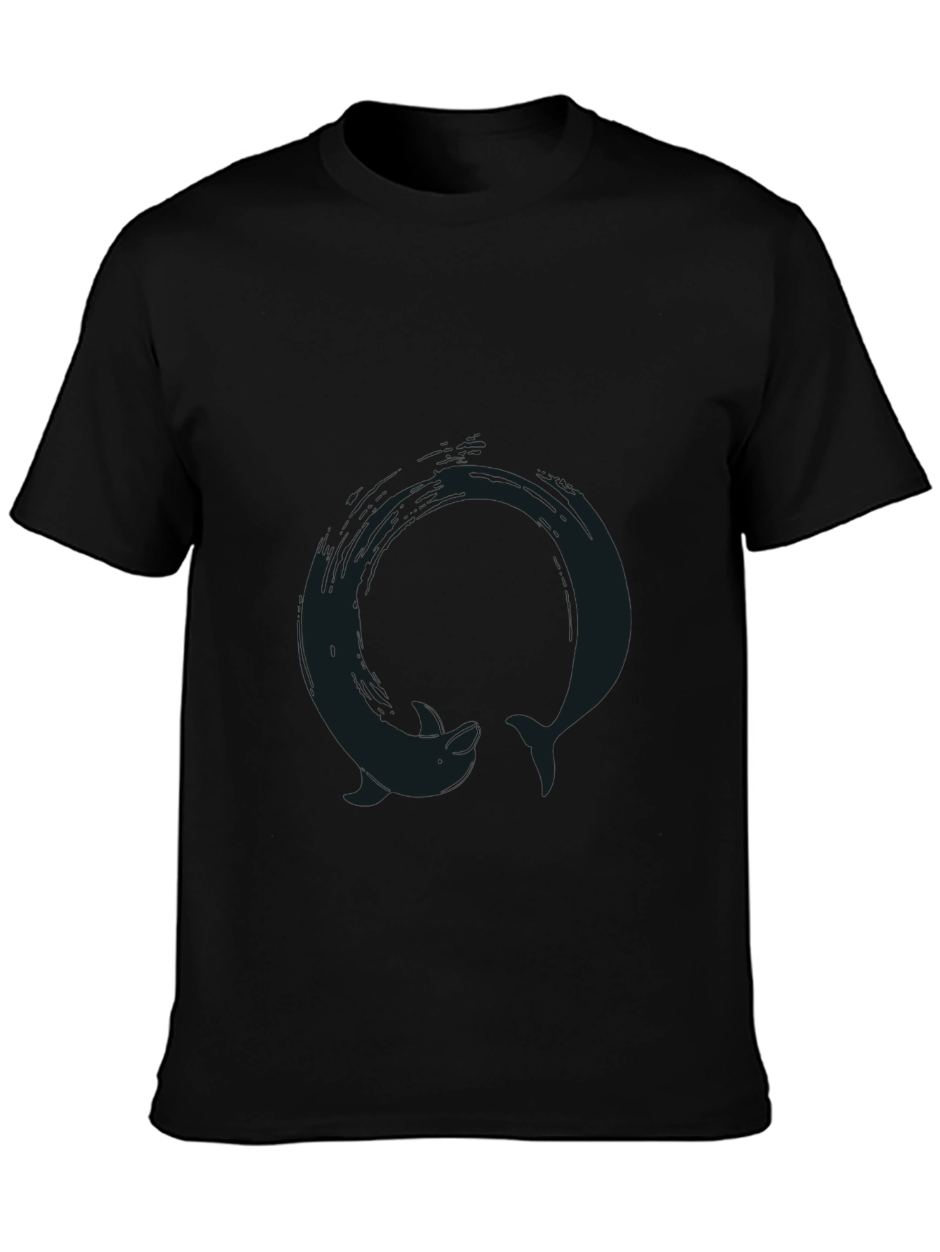 Black T-Shirt with Dolphin Circle Graphic
