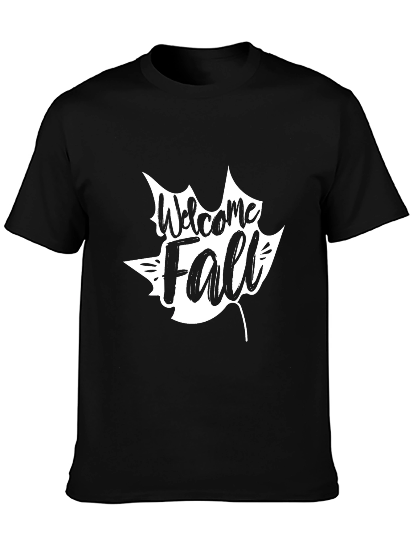 Welcome Fall Graphic Tee - Black Cotton Casual T-Shirt