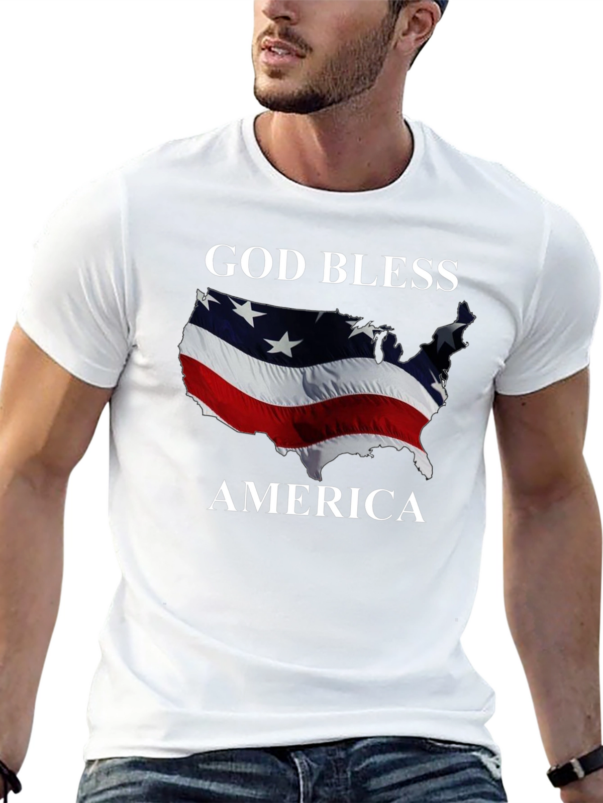 God Bless America Patriotic Graphic T-Shirt