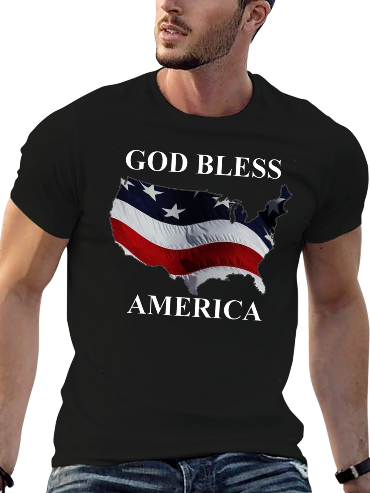 God Bless America Patriotic Graphic T-Shirt