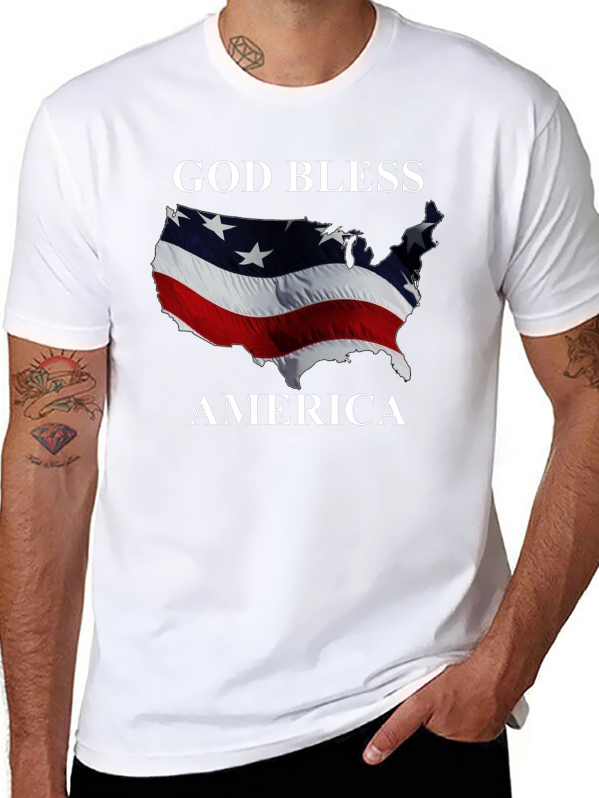 God Bless America Patriotic Graphic T-Shirt