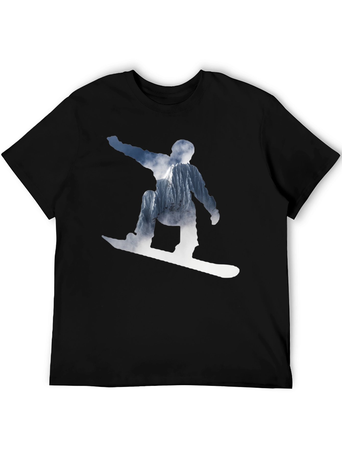 Snowboarder Mountain Graphic T-Shirt - Black