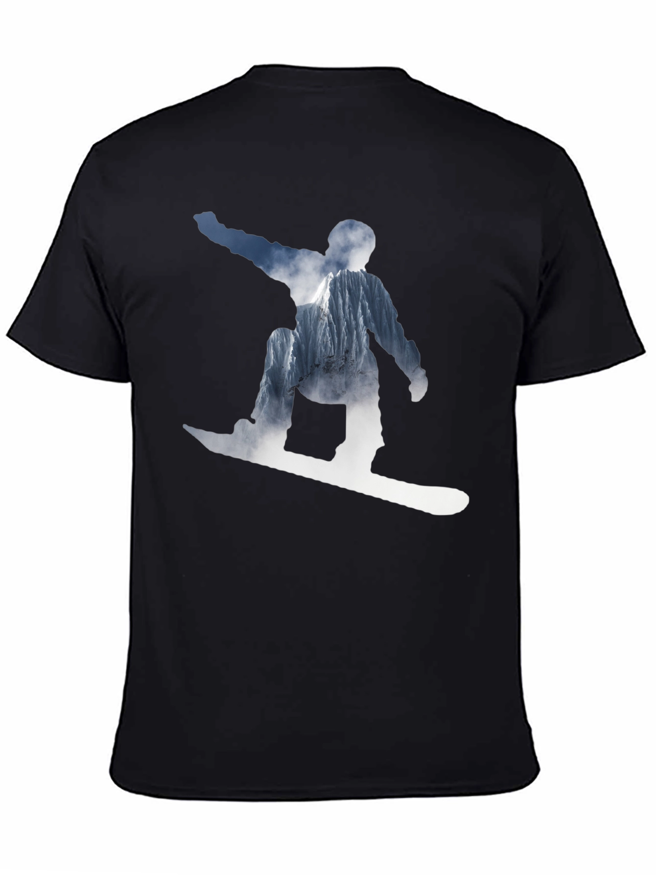 Snowboarder Mountain Graphic T-Shirt - Black