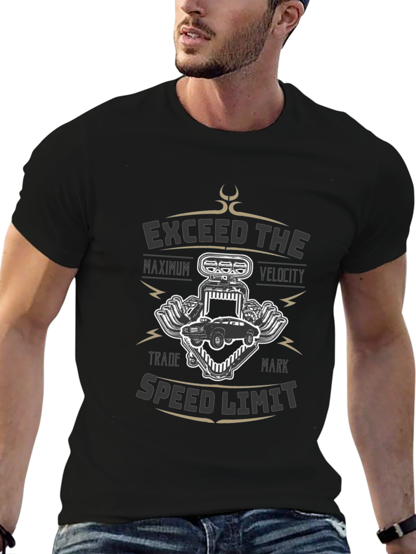 Exceed Speed Limit Black Graphic Tee