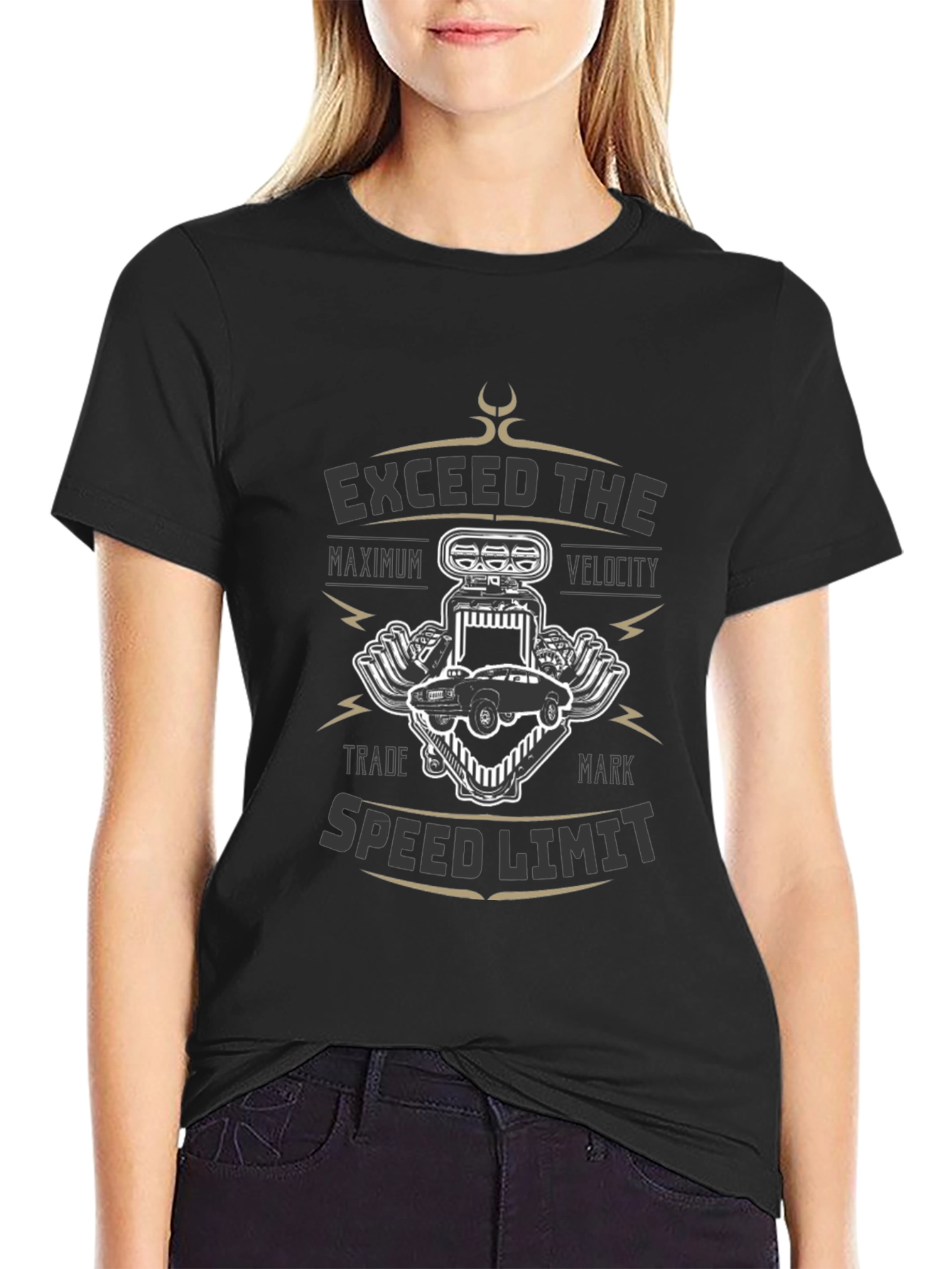 Exceed Speed Limit Black Graphic Tee