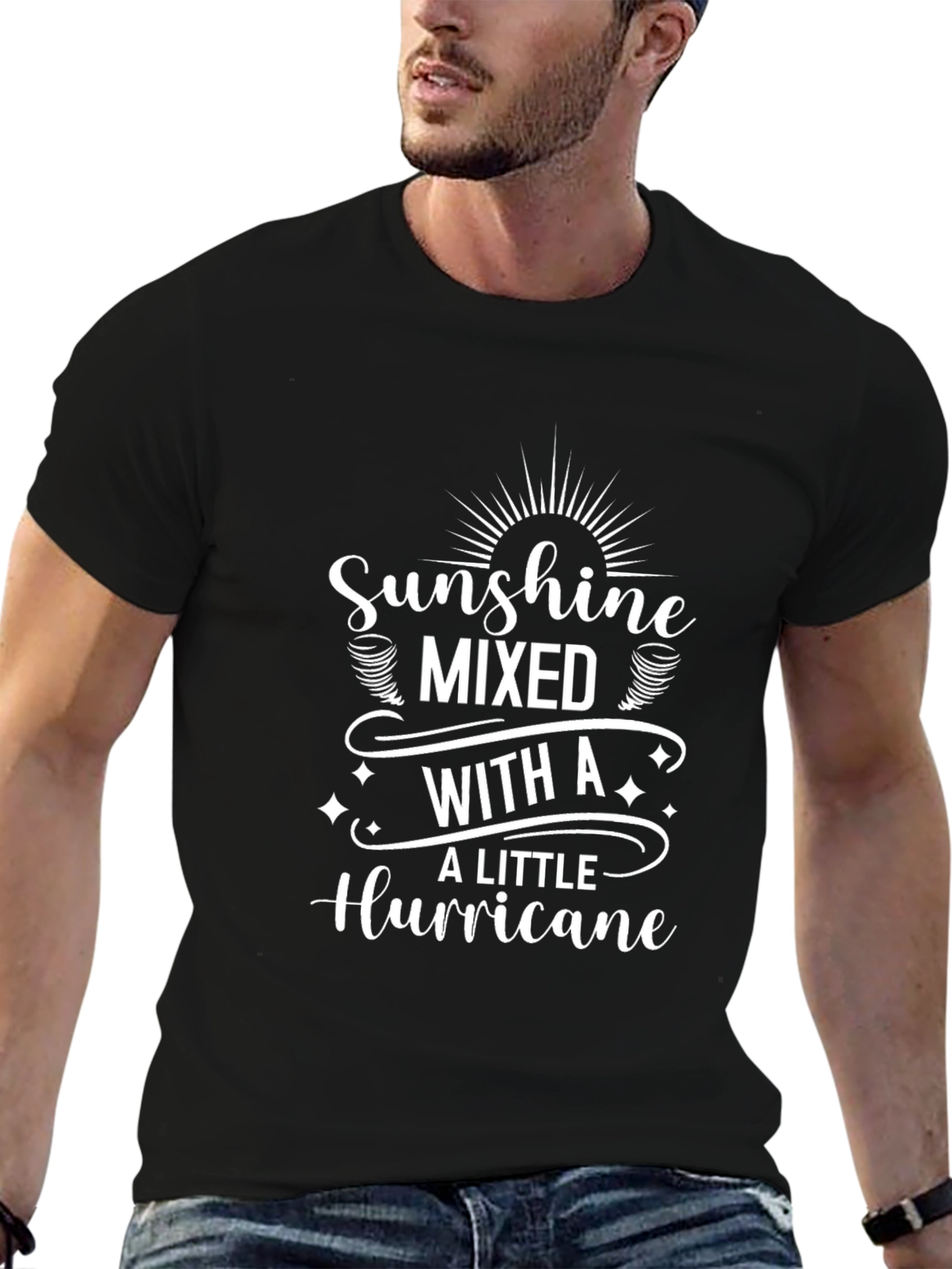 Sunshine Mixed With A Little Hurricane Black T-Shirt