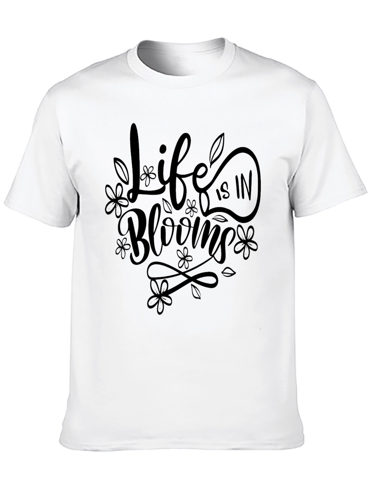 Life in Blooms Graphic Tee - Stylish Black T-Shirt