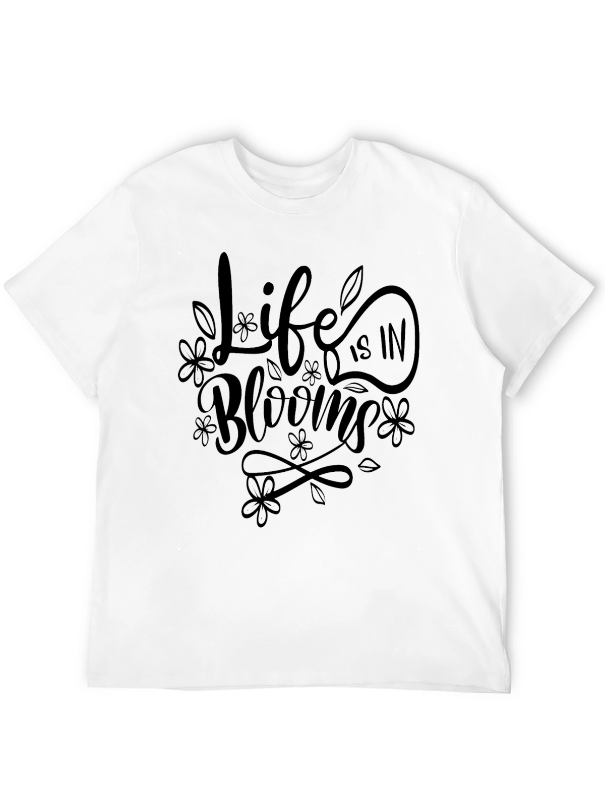 Life in Blooms Graphic Tee - Stylish Black T-Shirt