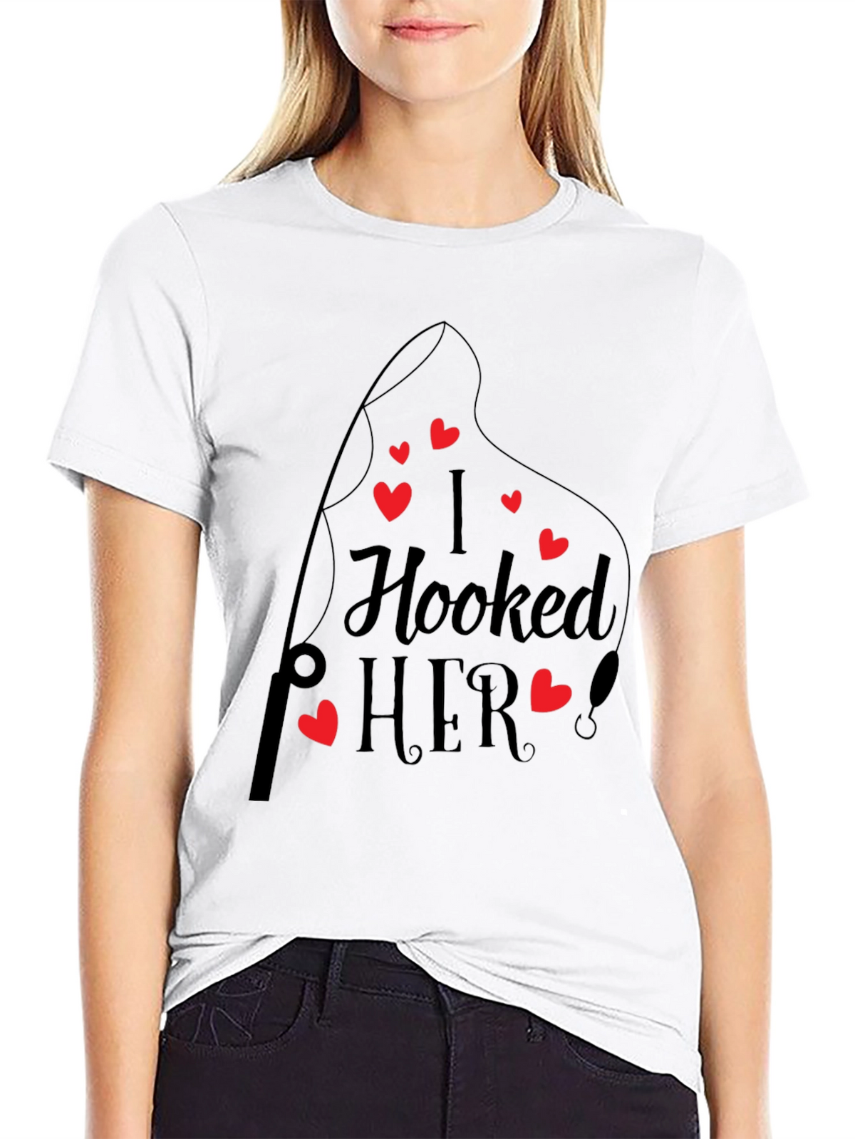 I Hooked Her! Black Crew Neck Tee