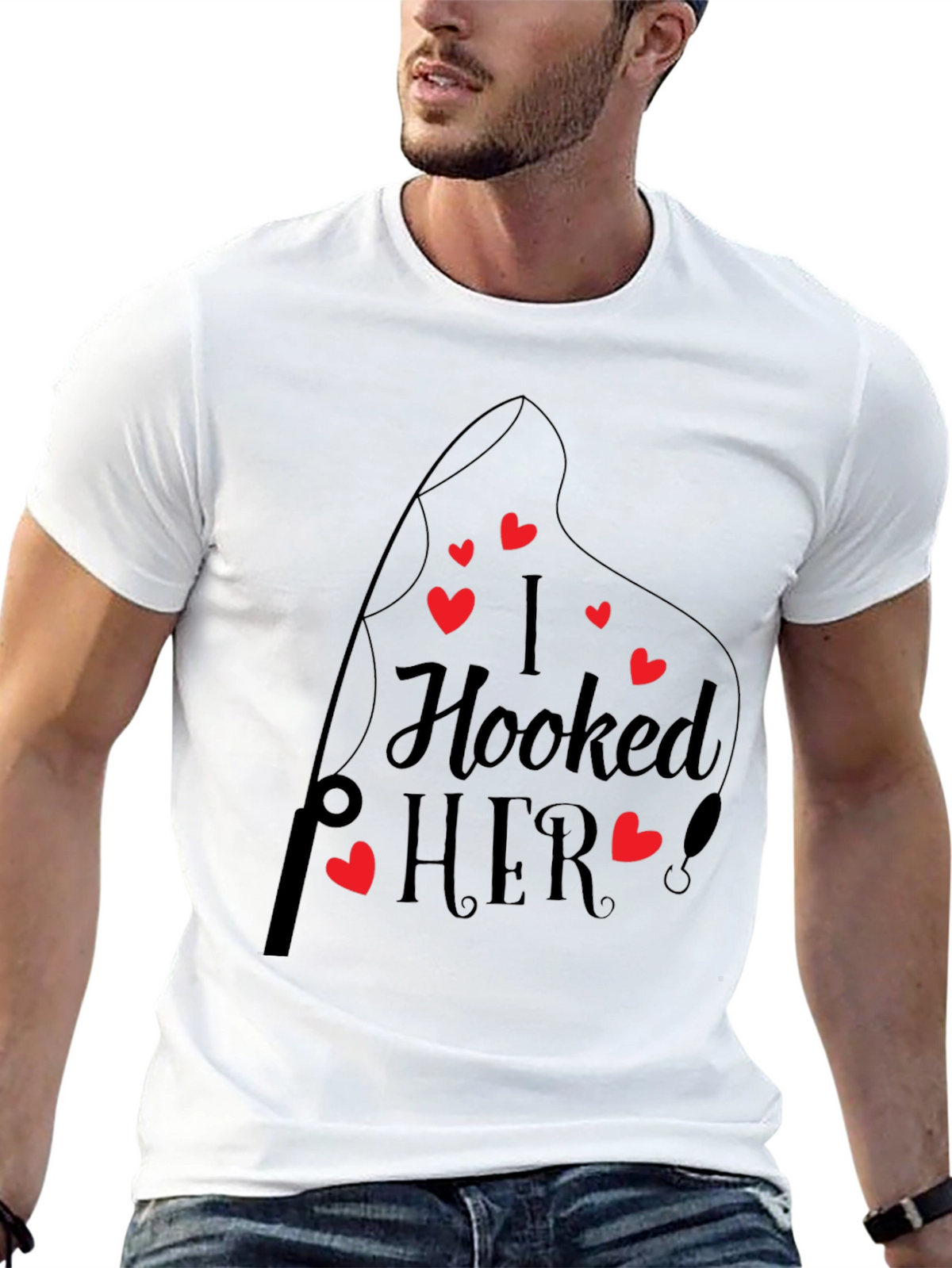 I Hooked Her! Black Crew Neck Tee