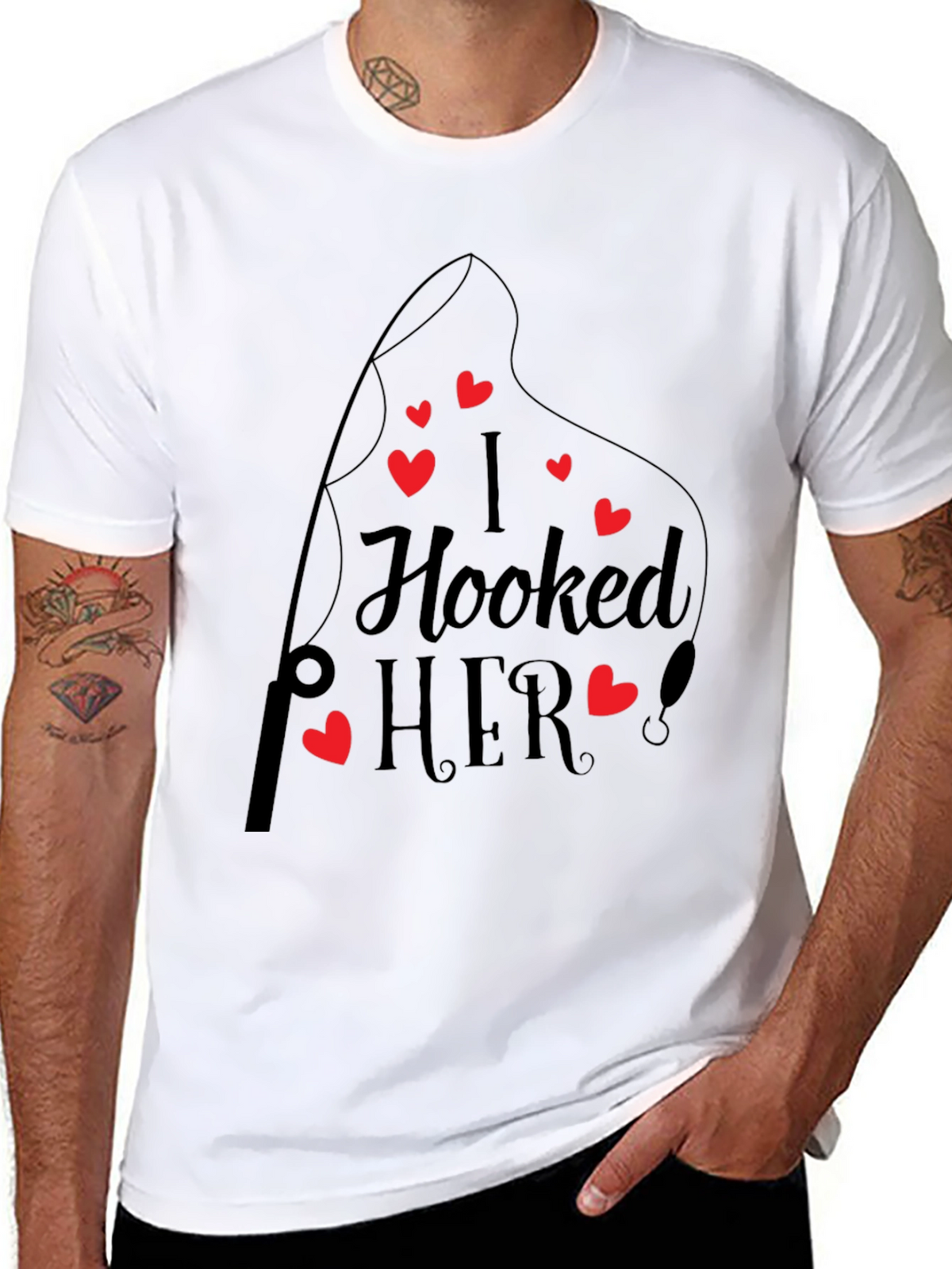 I Hooked Her! Black Crew Neck Tee