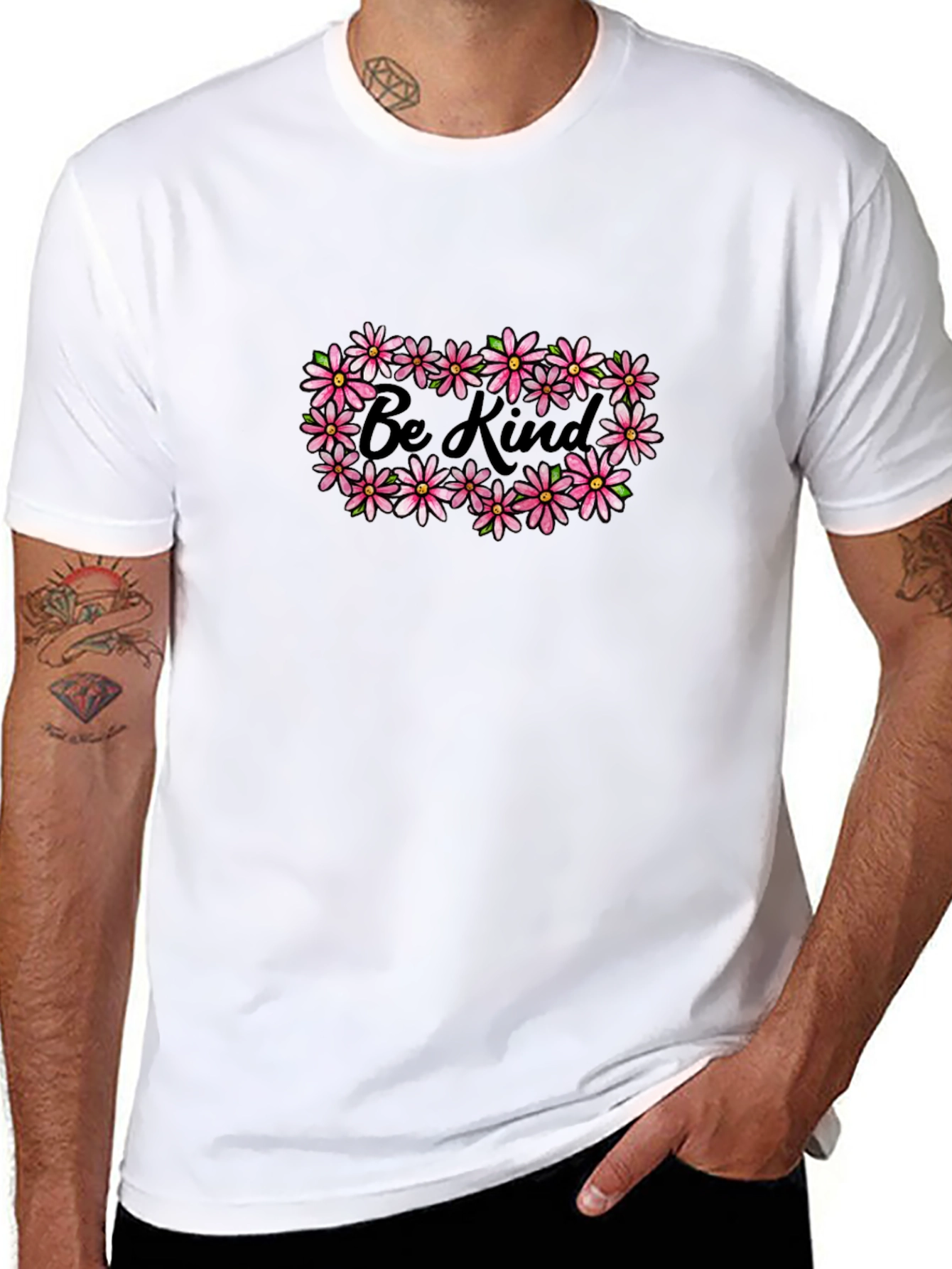 Be Kind Floral Graphic Black T-Shirt