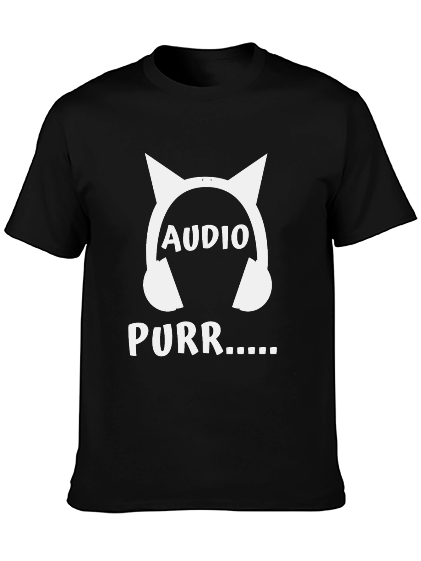 Audio Purr Cat Headphones T-Shirt - Black