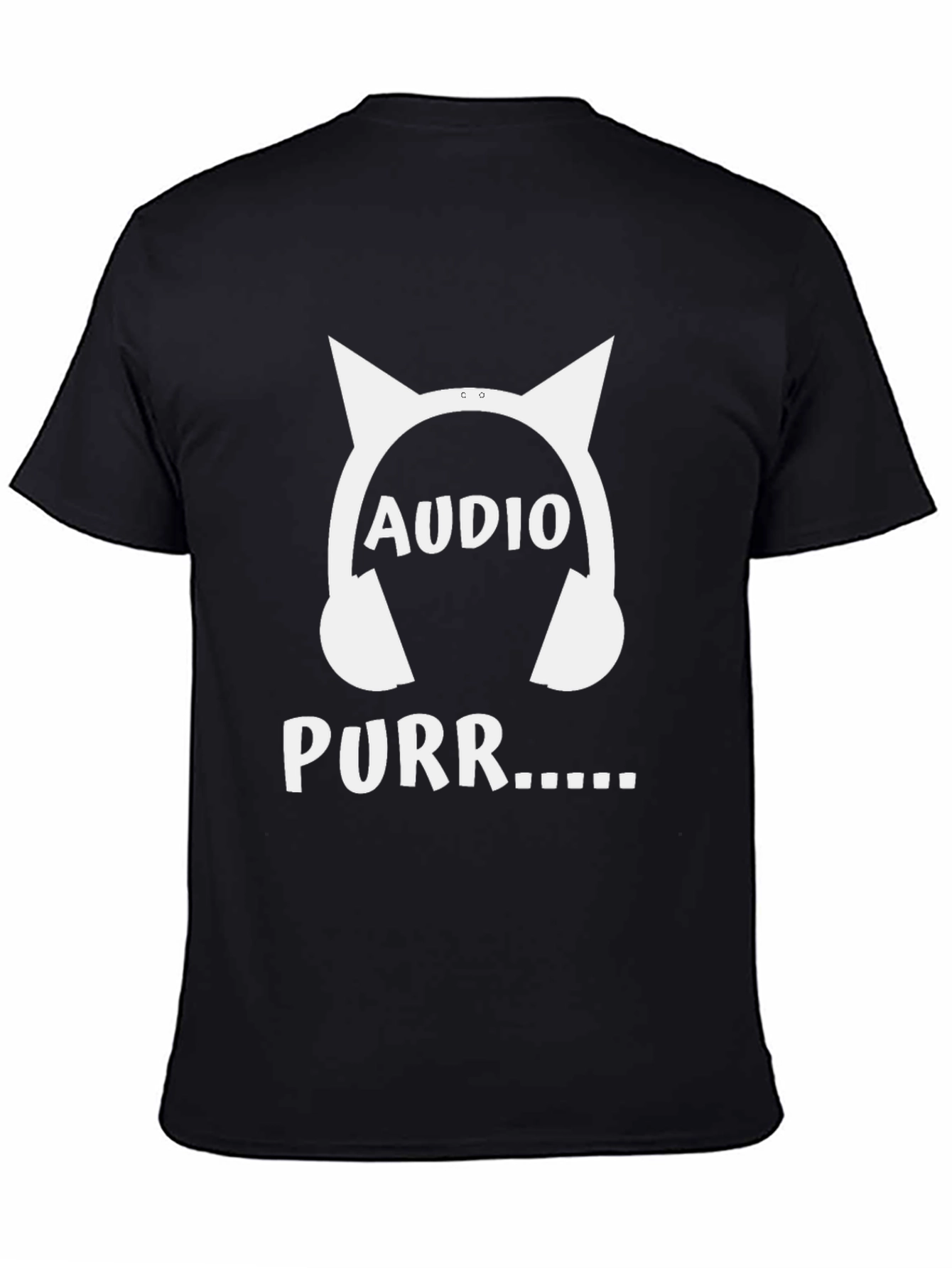 Audio Purr Cat Headphones T-Shirt - Black