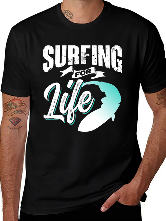 Surfing for Life Black Graphic Tee