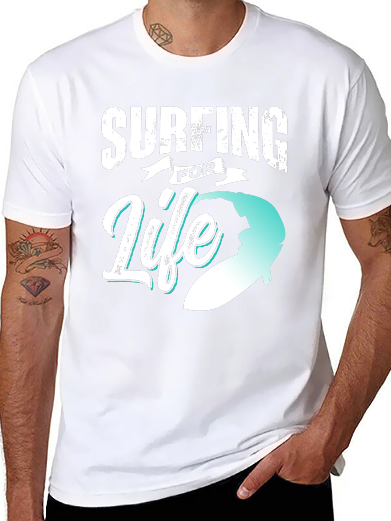 Surfing for Life Black Graphic Tee