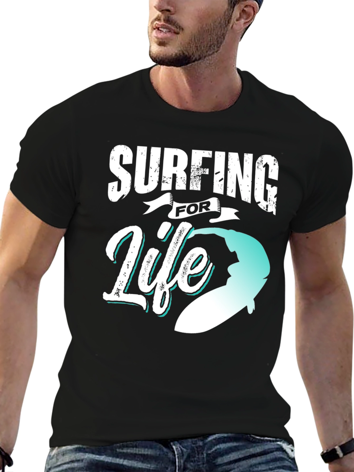 Surfing for Life Black Graphic Tee