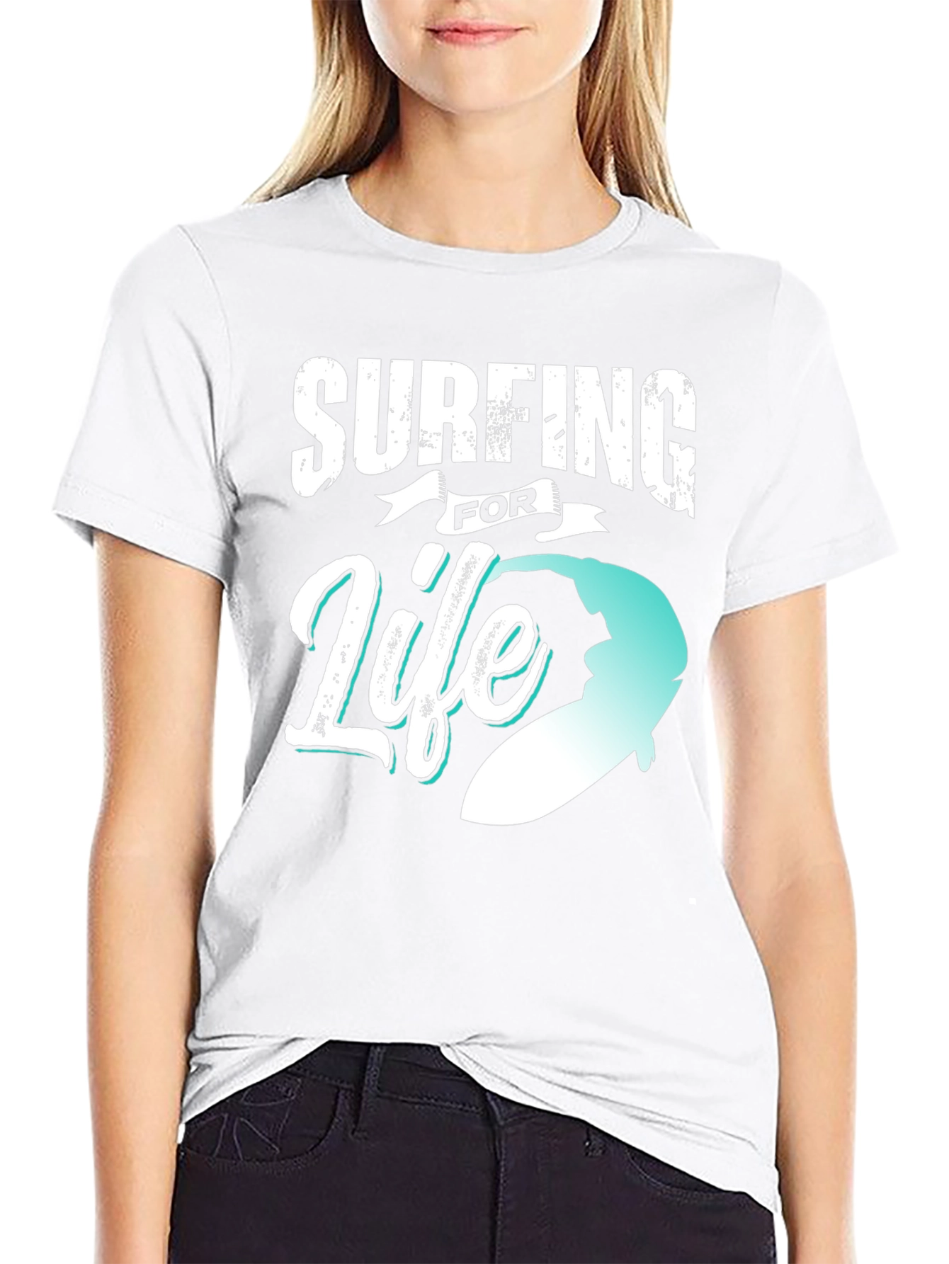 Surfing for Life Black Graphic Tee