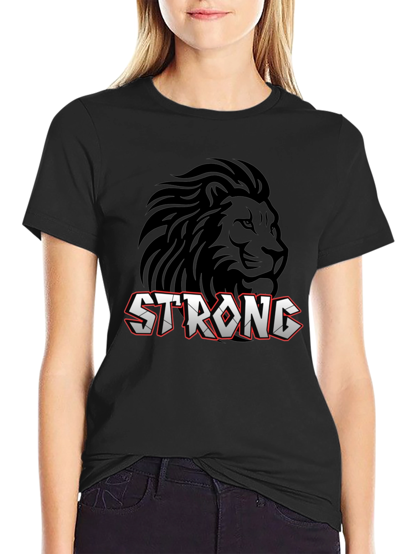 Strong Lion Graphic Print T-Shirt