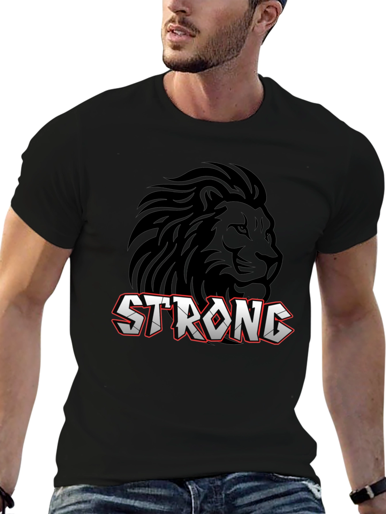 Strong Lion Graphic Print T-Shirt