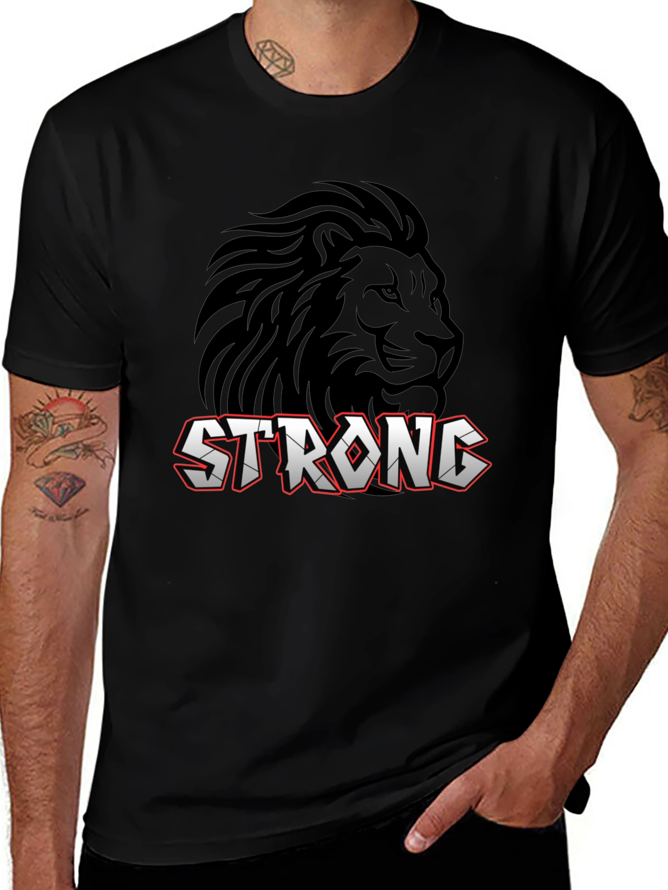 Strong Lion Graphic Print T-Shirt