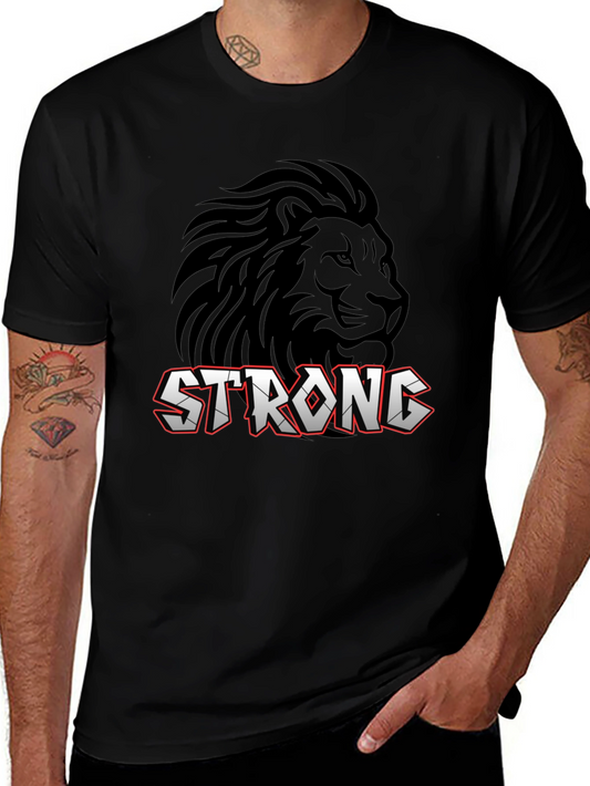 Strong Lion Graphic Print T-Shirt