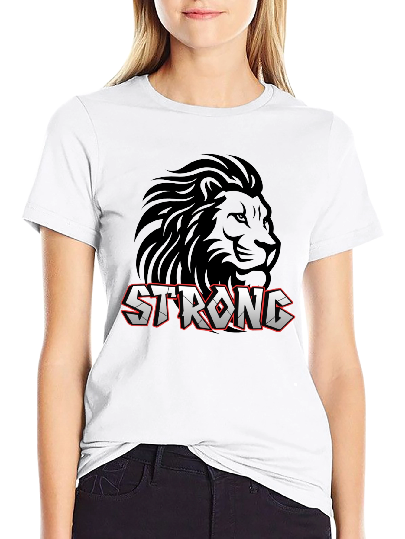 Strong Lion Graphic Print T-Shirt