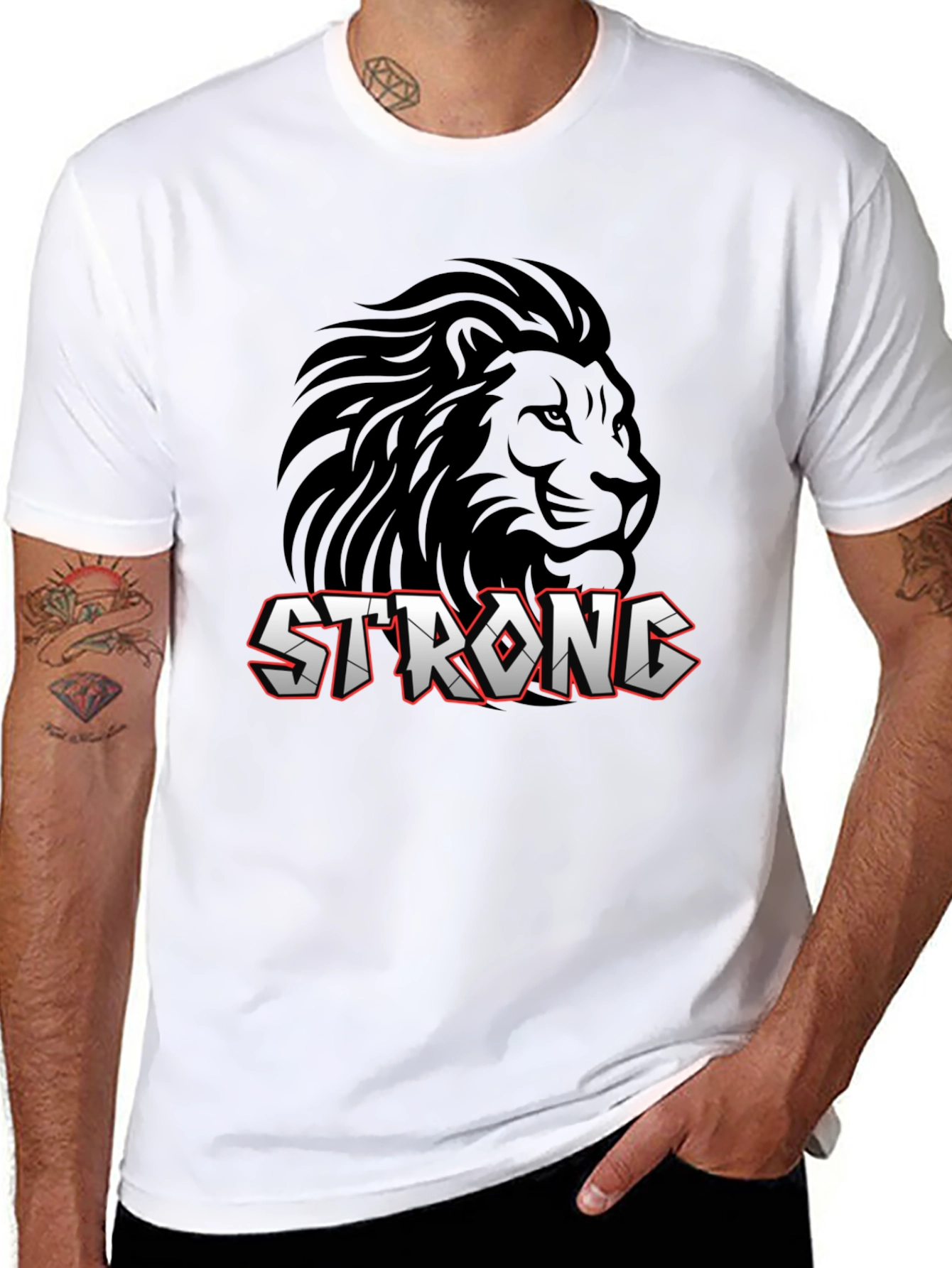 Strong Lion Graphic Print T-Shirt