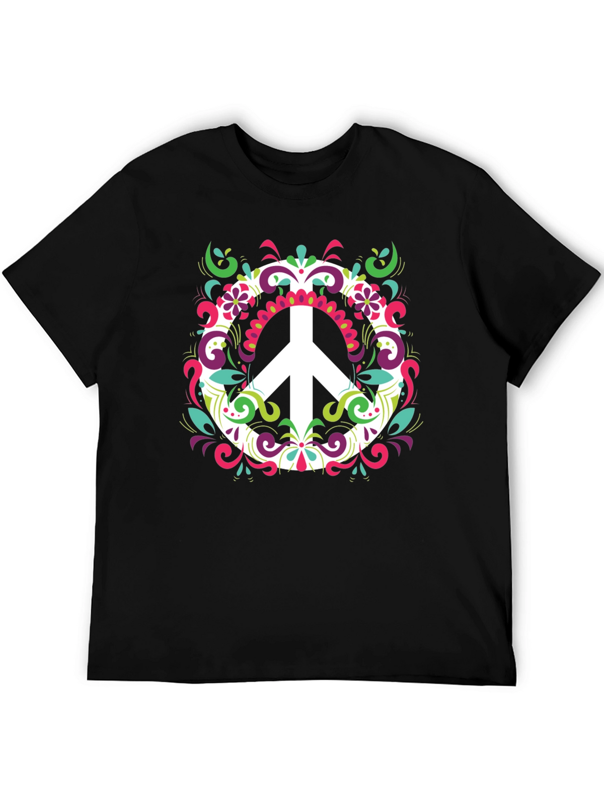 Peace Sign Graphic Tee - Mens Black T-Shirt