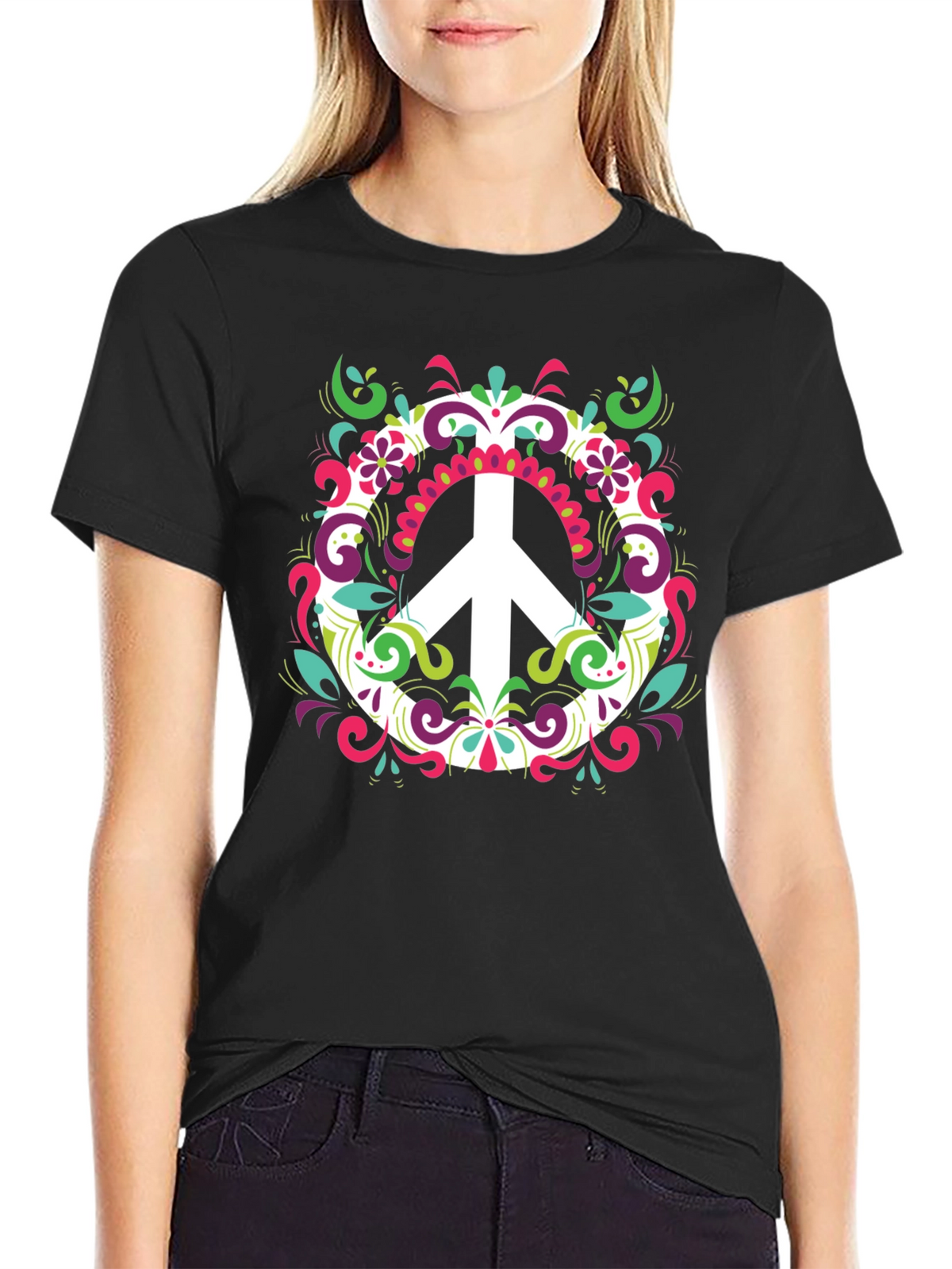 Peace Sign Graphic Tee - Mens Black T-Shirt