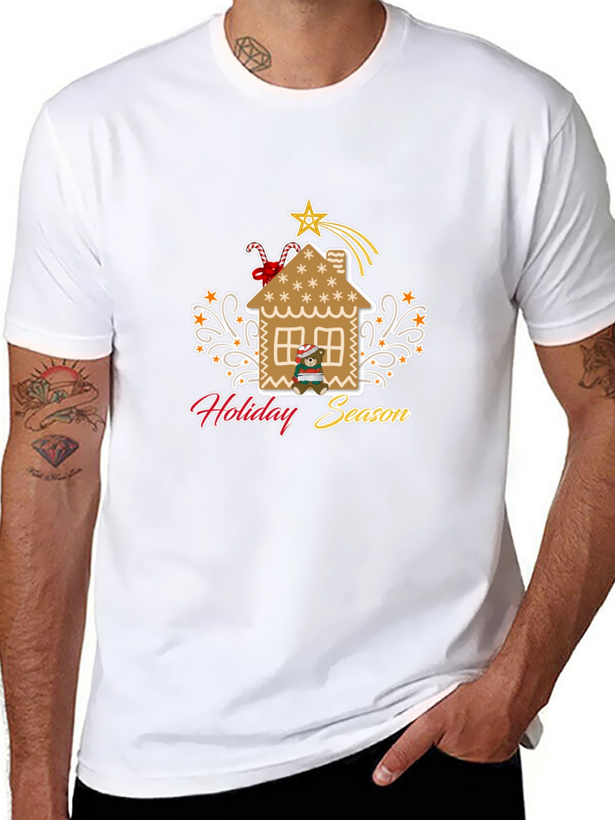 Holiday Season Gingerbread House Graphic Tee
