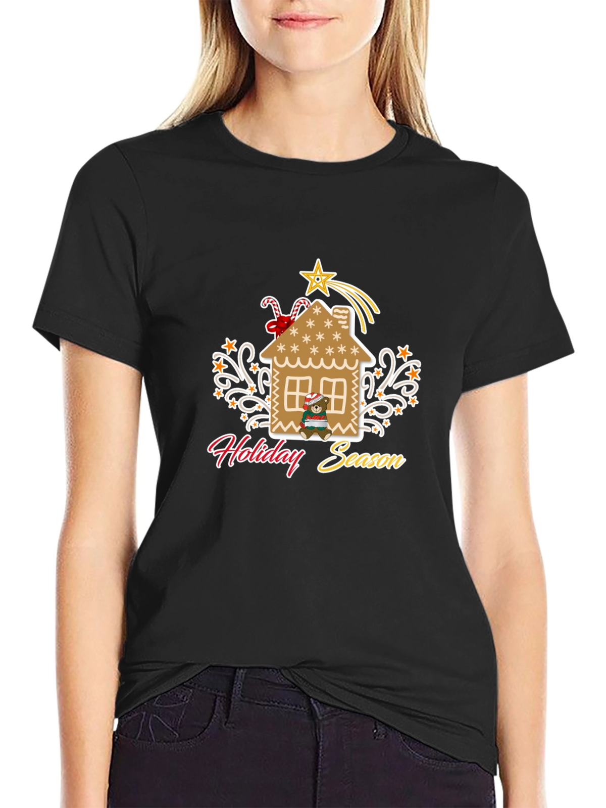 Holiday Season Gingerbread House Graphic Tee