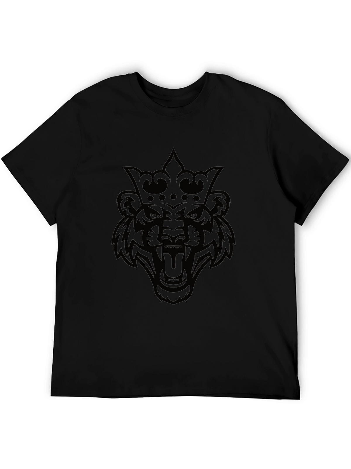 King Tiger Graphic Tee - Black Cotton Blend T-Shirt
