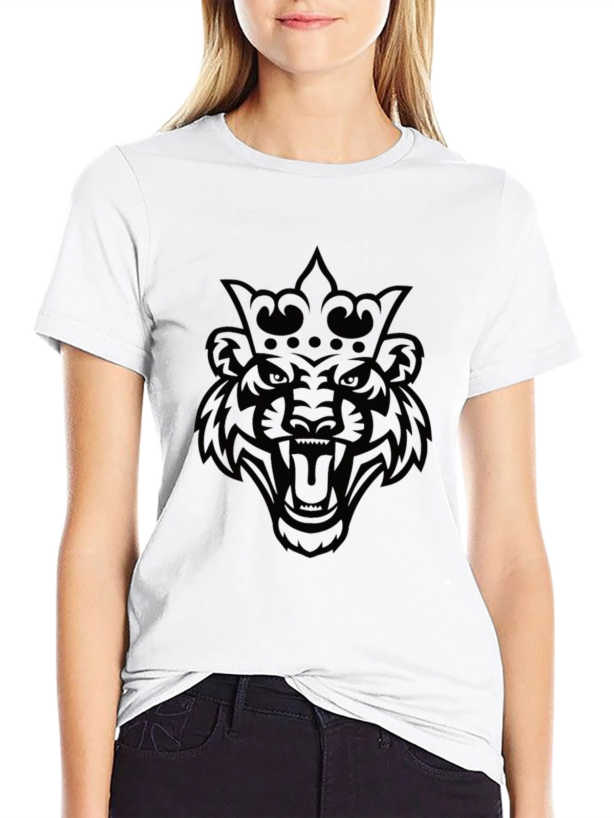 King Tiger Graphic Tee - Black Cotton Blend T-Shirt
