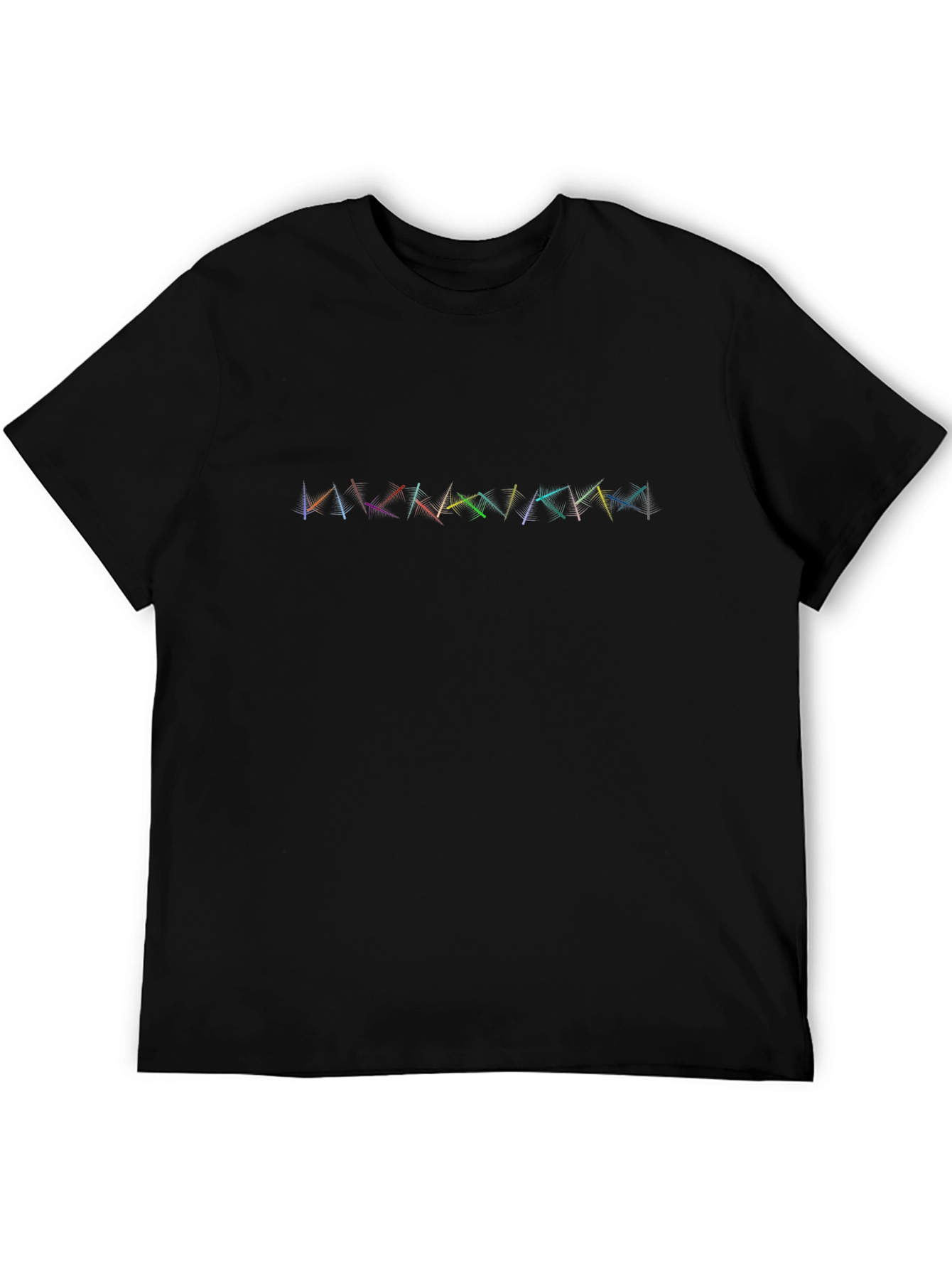 Abstract Geometric Rainbow Design Black T-Shirt