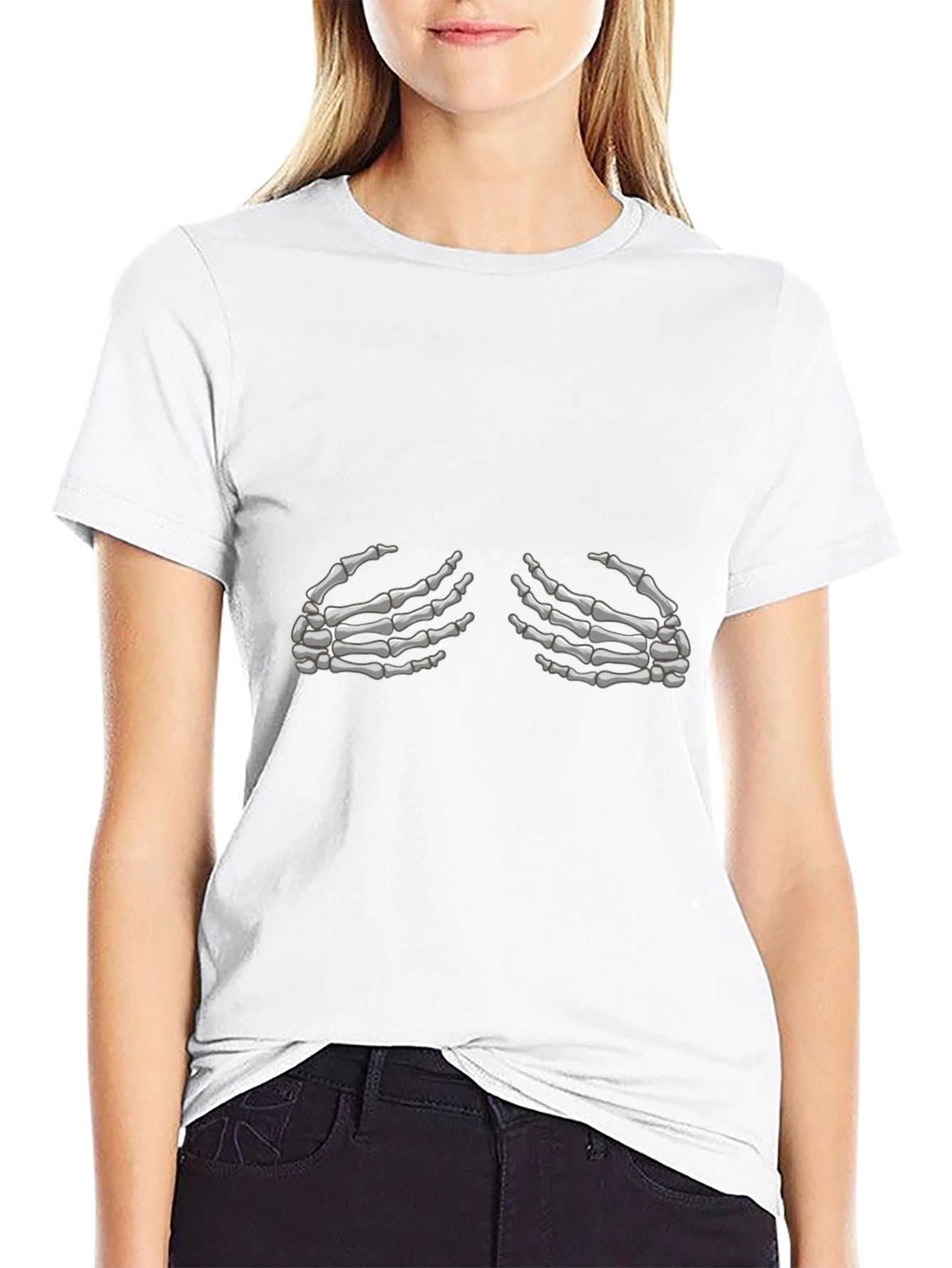 Skeleton Hands Graphic Tee - Black Cotton T-Shirt