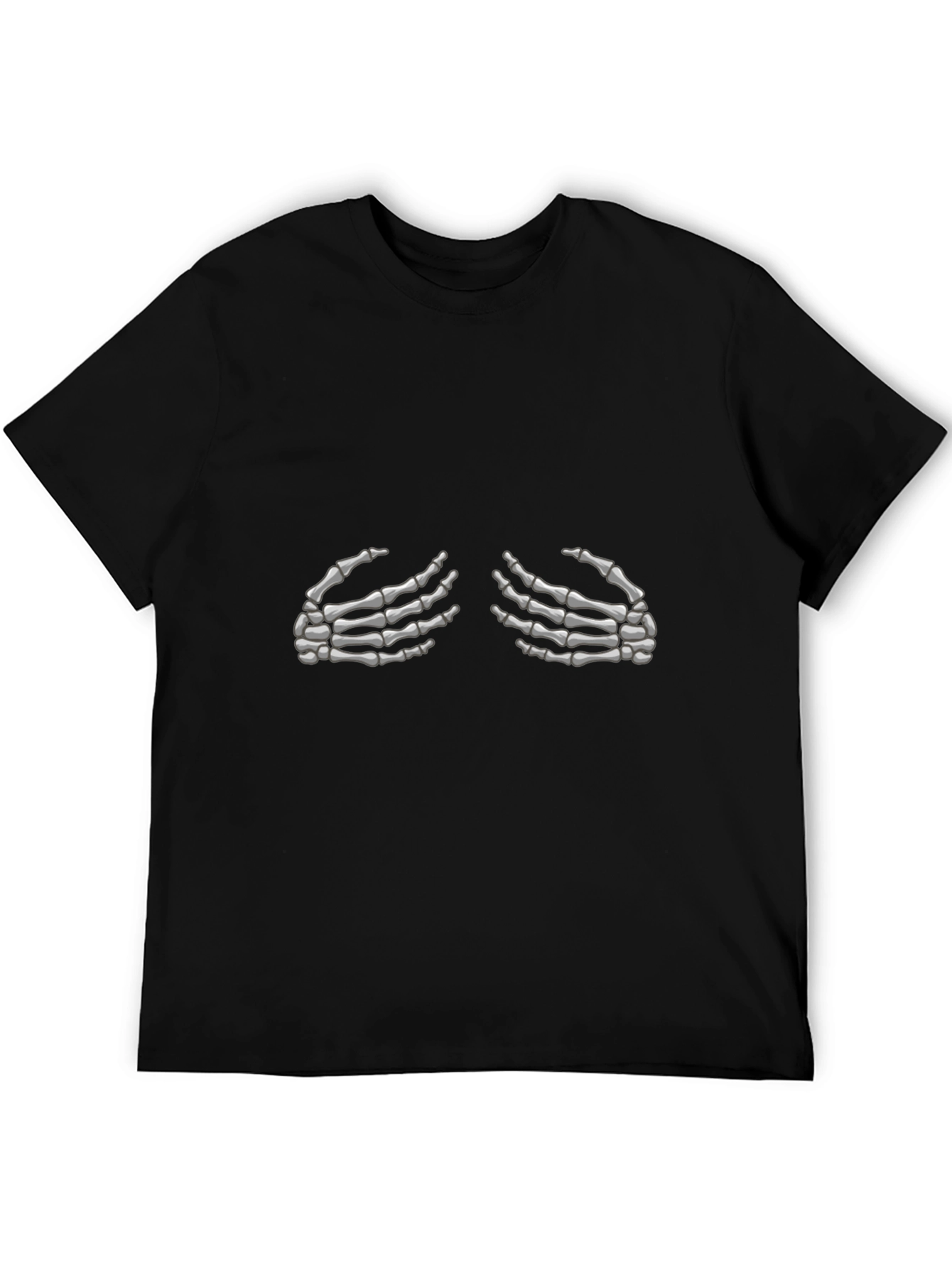 Skeleton Hands Graphic Tee - Black Cotton T-Shirt