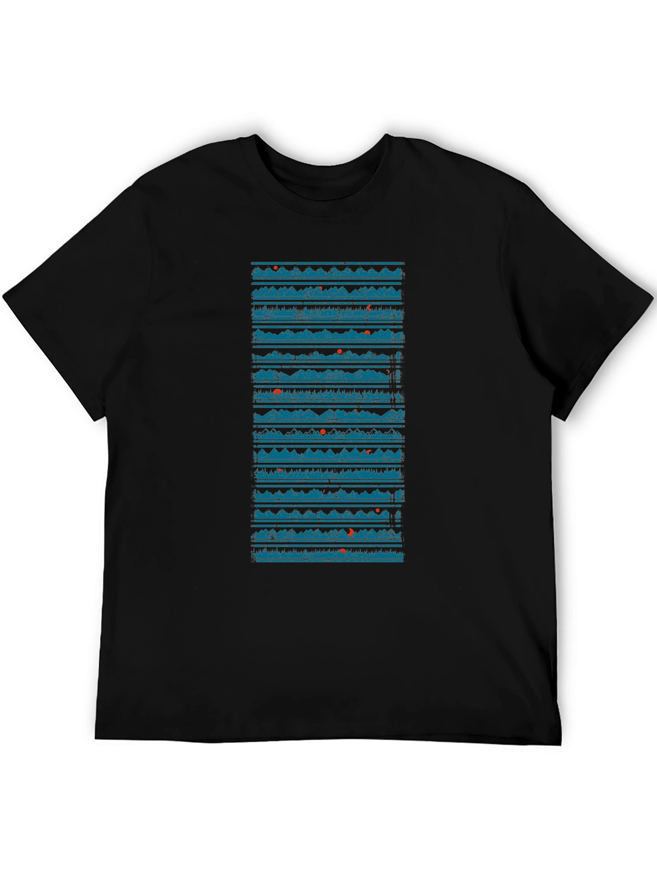 Abstract Mountainscape Graphic Tee - Black Cotton