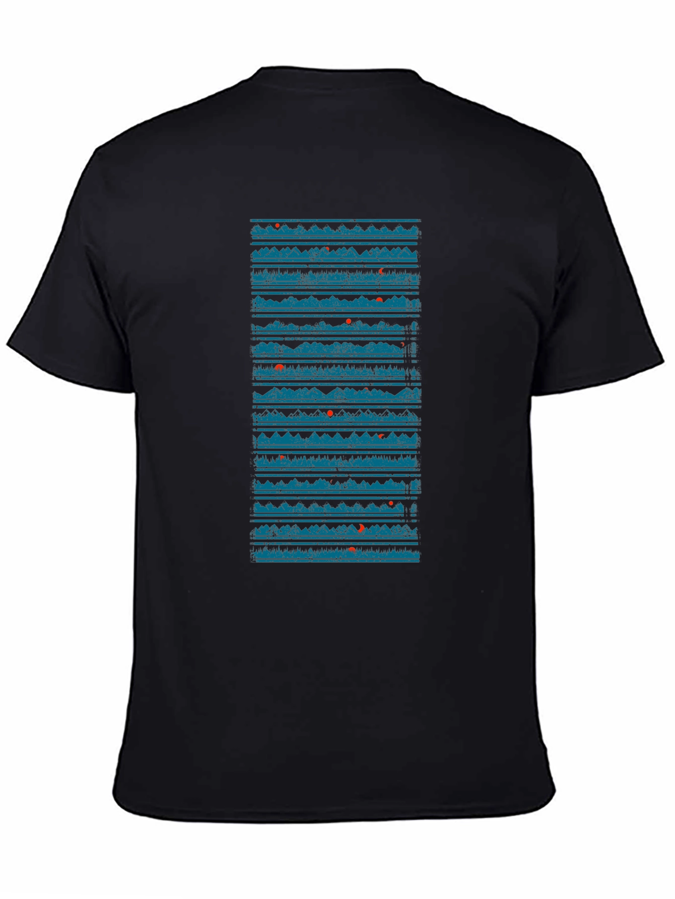 Abstract Mountainscape Graphic Tee - Black Cotton