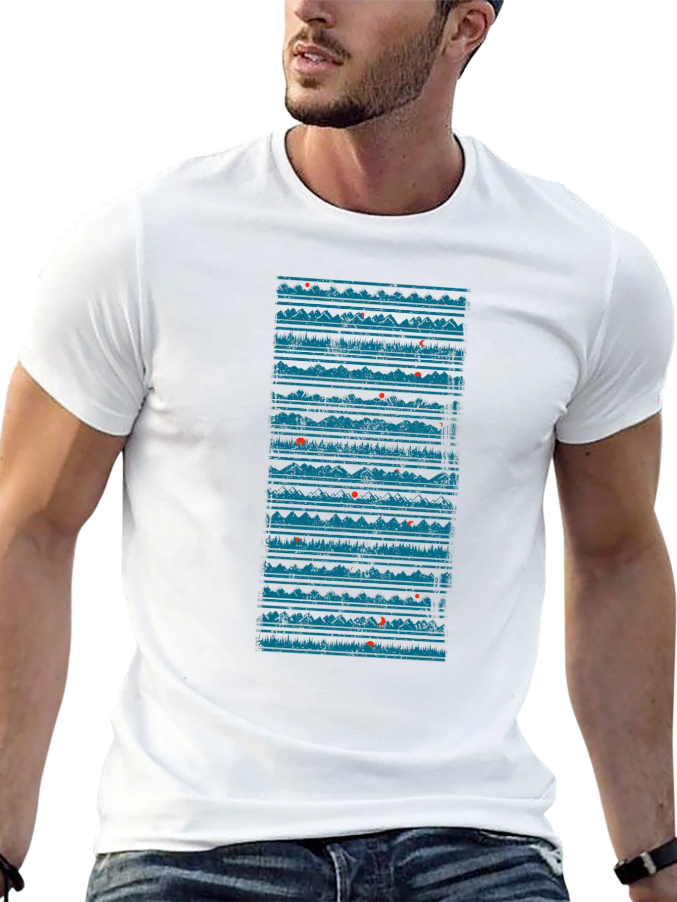 Abstract Mountainscape Graphic Tee - Black Cotton
