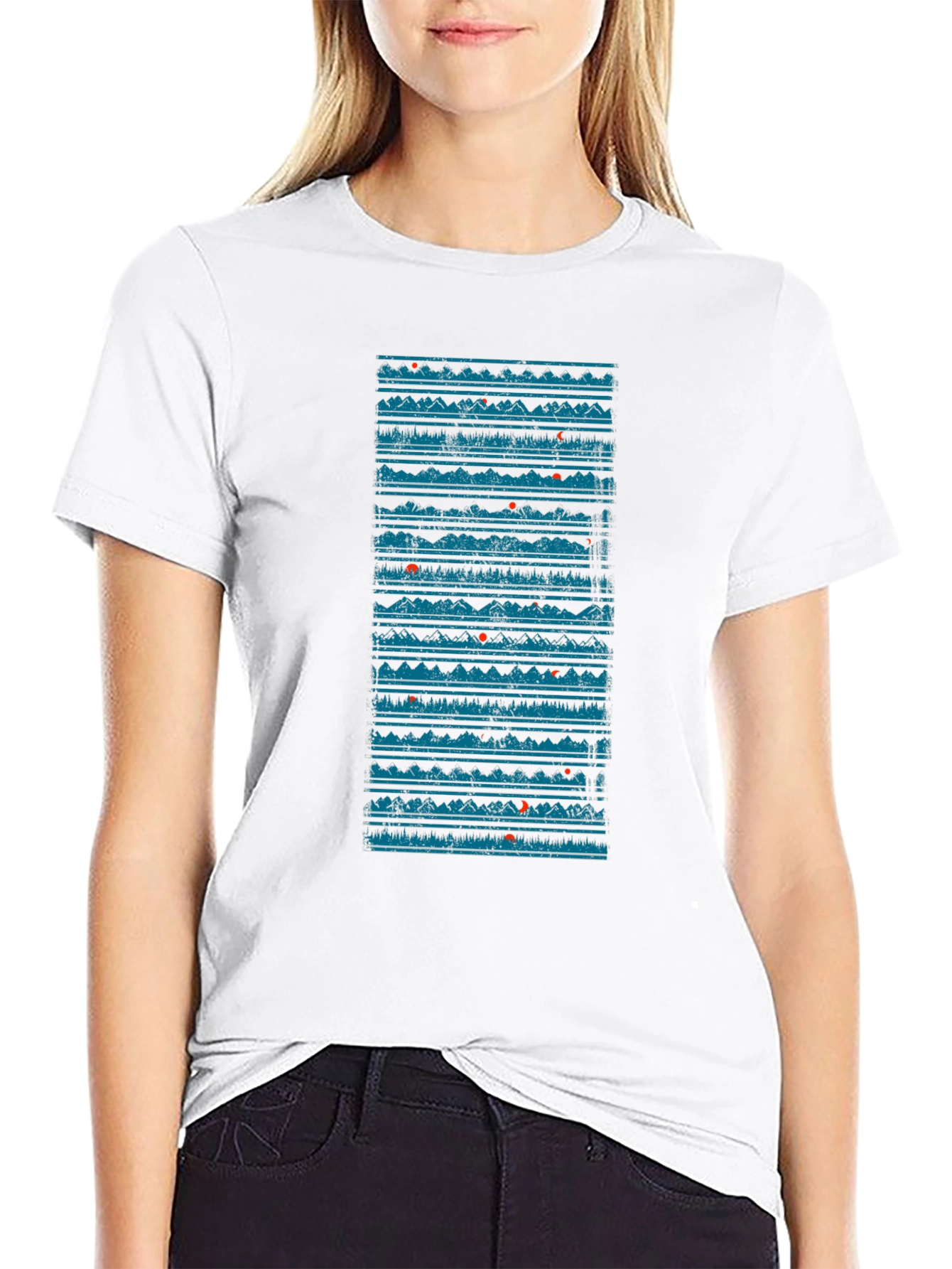 Abstract Mountainscape Graphic Tee - Black Cotton