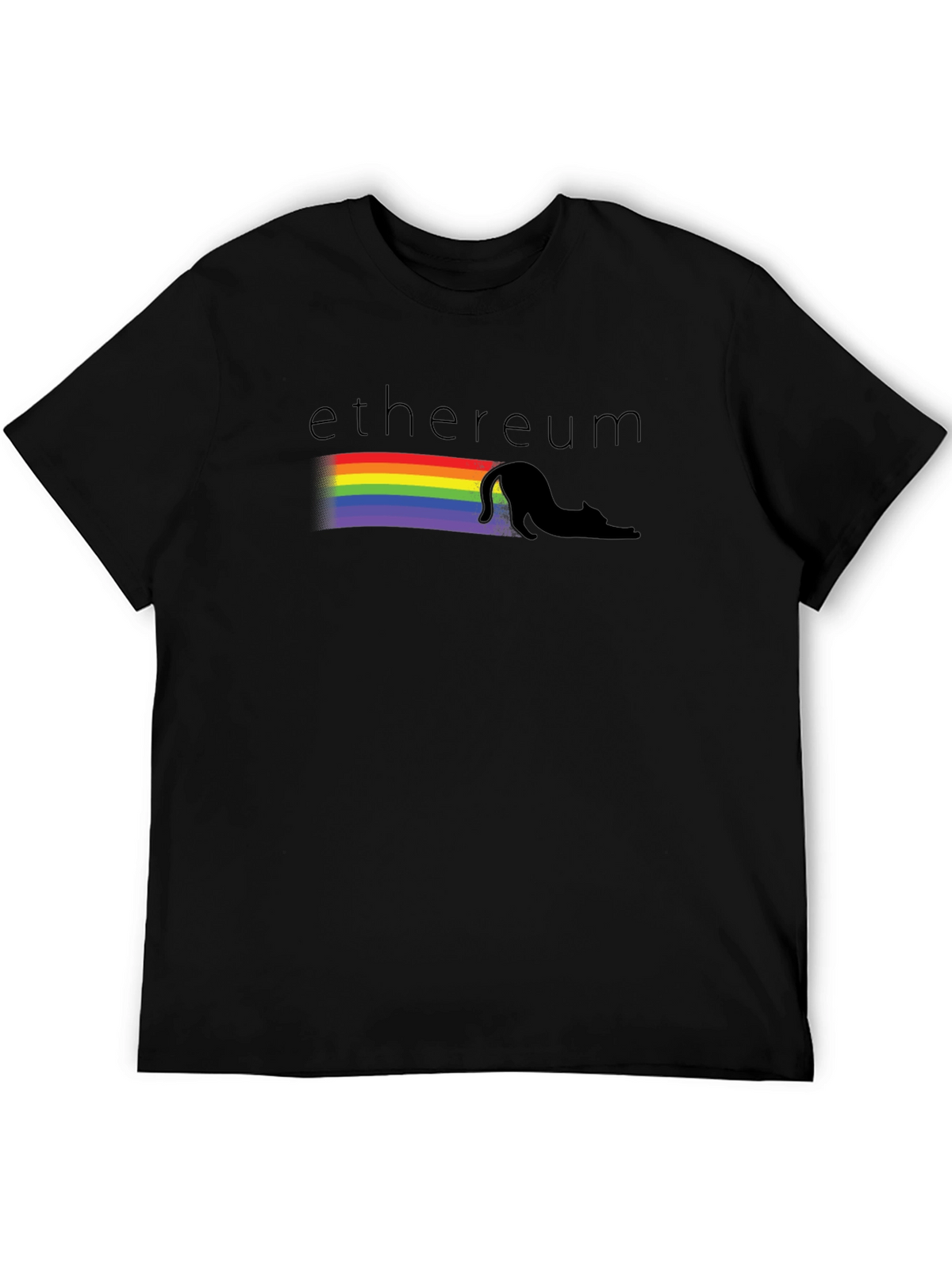 Ethereum Rainbow Cat Black T-Shirt