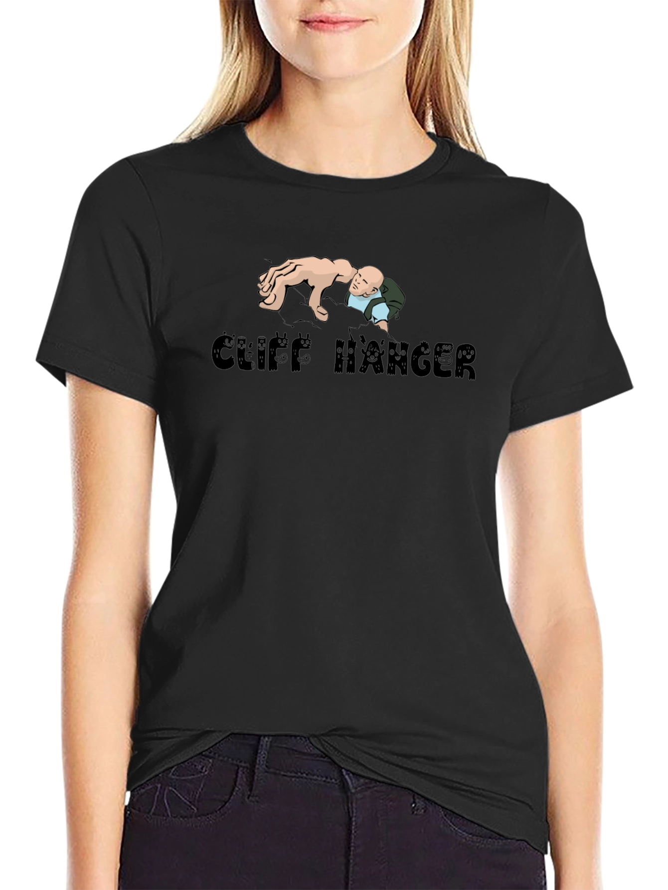 Cliff Hanger Graphic T-Shirt - Classic Novelty Tee