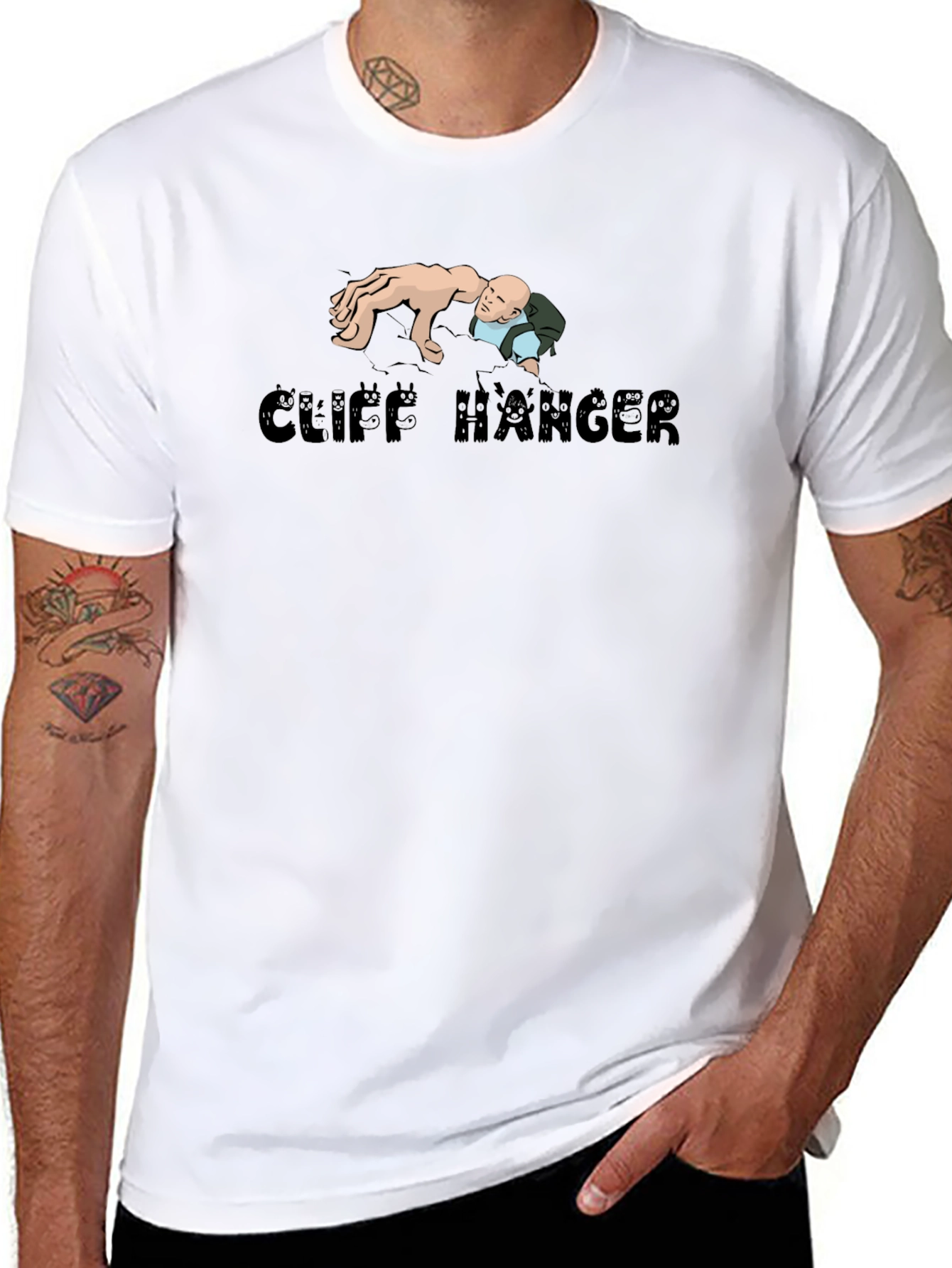 Cliff Hanger Graphic T-Shirt - Classic Novelty Tee