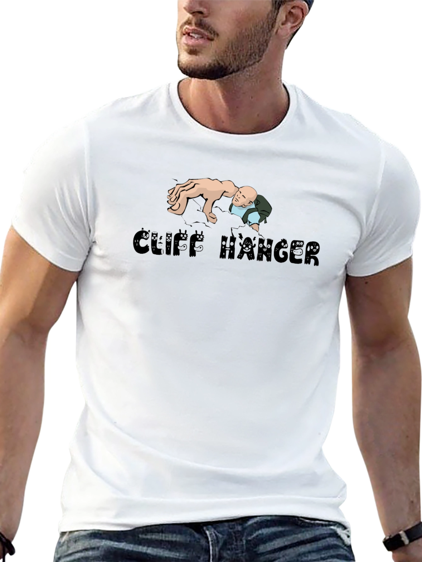 Cliff Hanger Graphic T-Shirt - Classic Novelty Tee